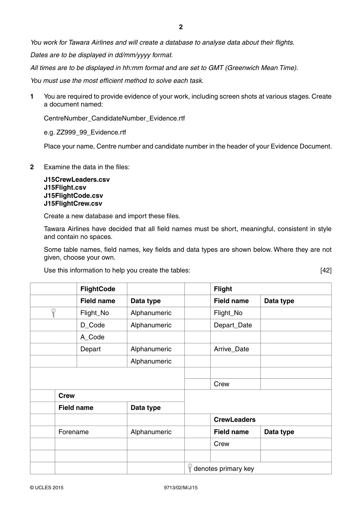 Cambridge A Level Applied Information and Communication Technology 9713 2015 May/June Paper 2 · Variant 1 question paper, page 2 of 4
