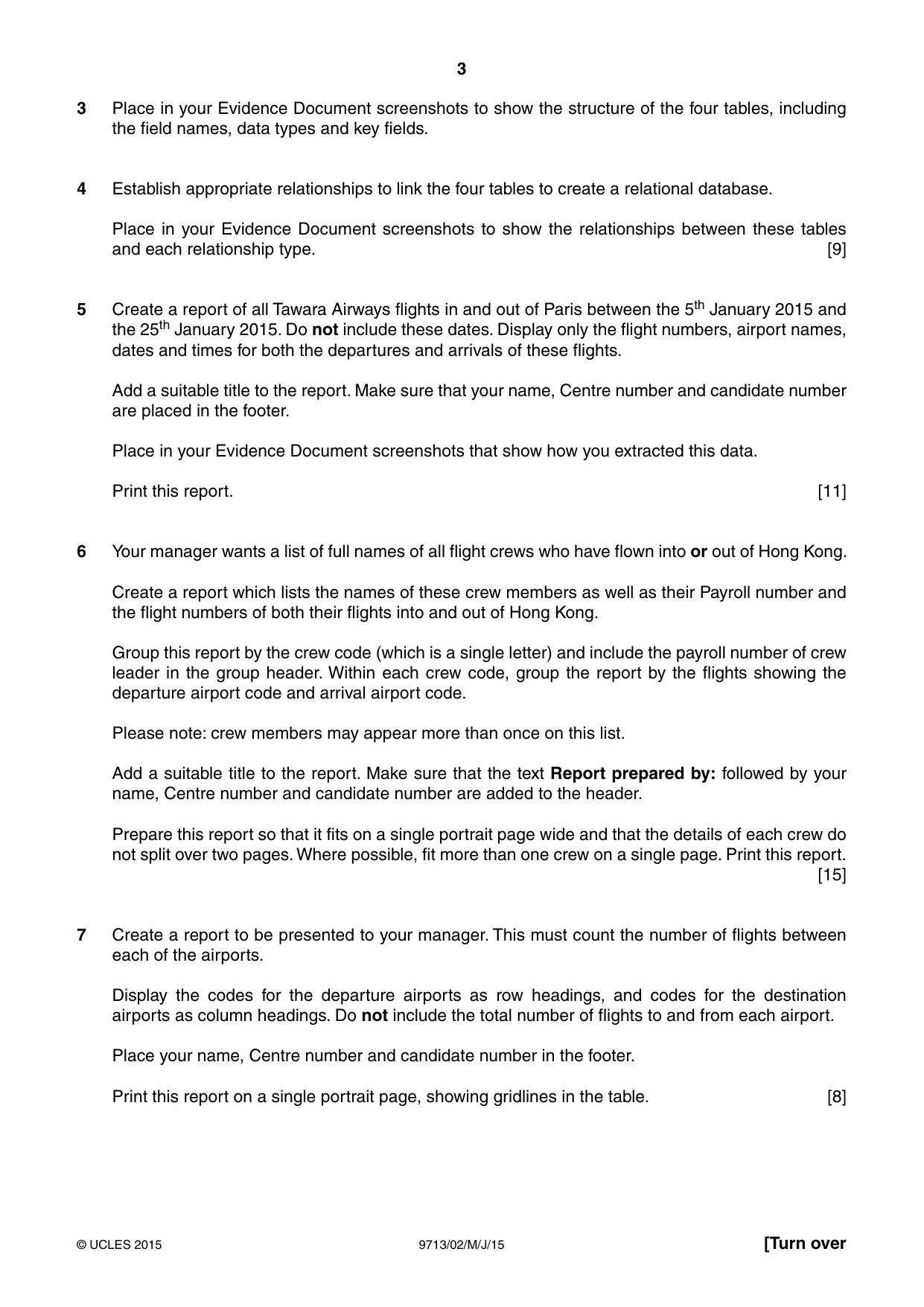 Cambridge A Level Applied Information and Communication Technology 9713 2015 May/June Paper 2 · Variant 1 question paper, page 3 of 4