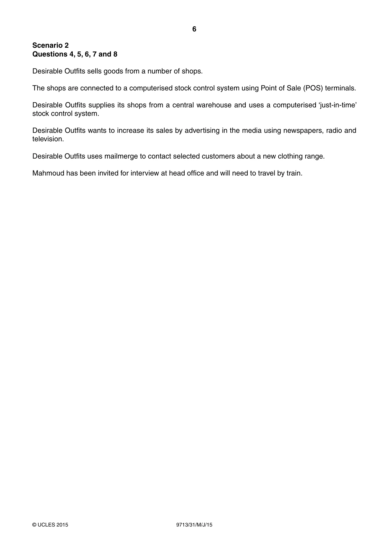 Cambridge A Level Applied Information and Communication Technology 9713 2015 May/June Paper 3 · Variant 1 question paper, page 6 of 16