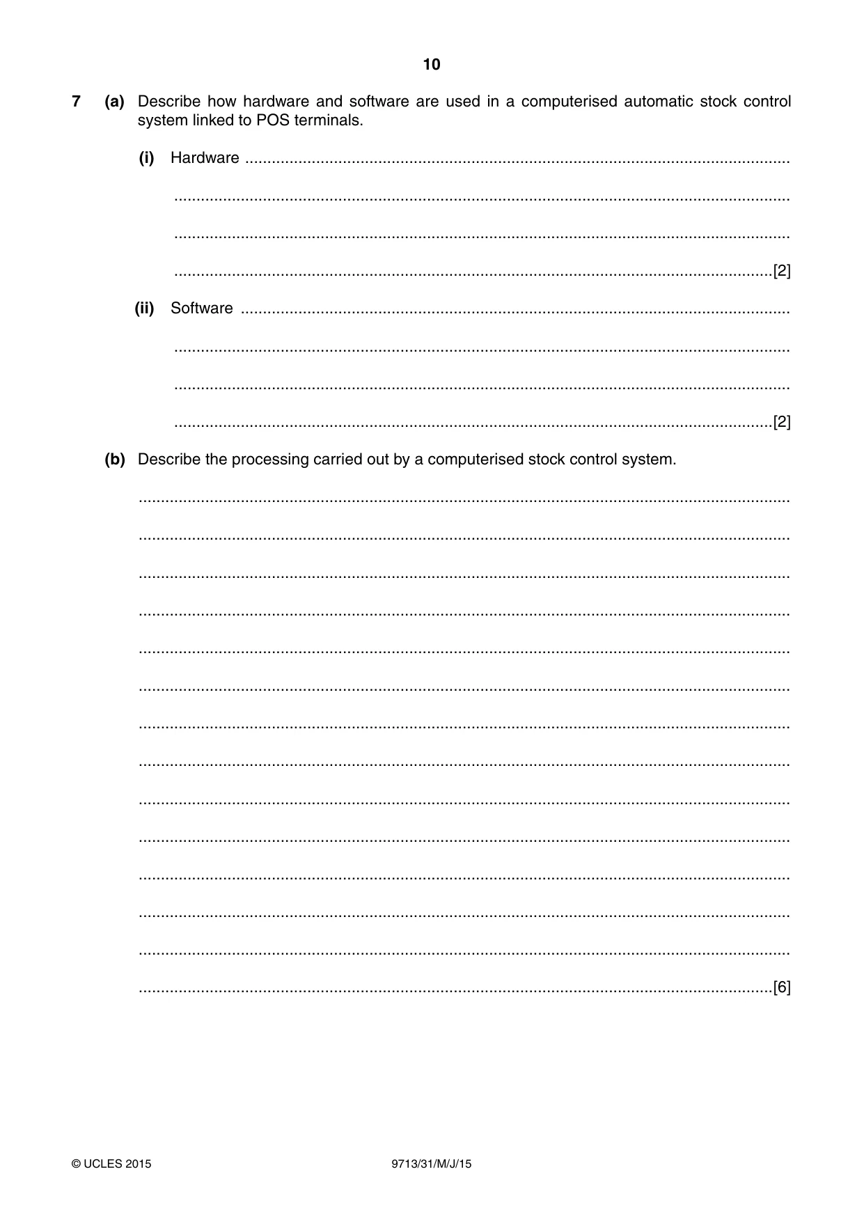 Cambridge A Level Applied Information and Communication Technology 9713 2015 May/June Paper 3 · Variant 1 question paper, page 10 of 16