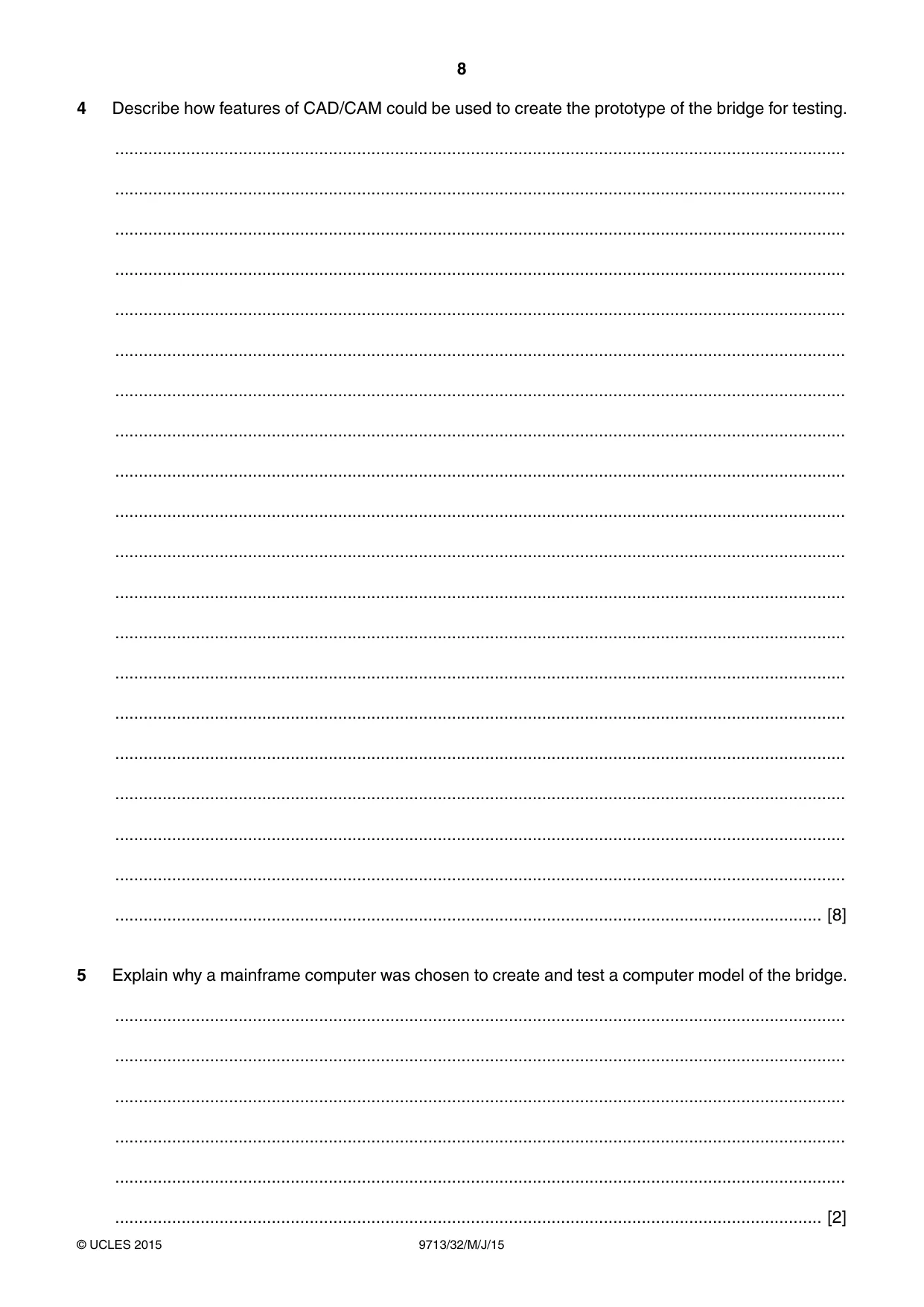 Cambridge A Level Applied Information and Communication Technology 9713 2015 May/June Paper 3 · Variant 2 question paper, page 8 of 20