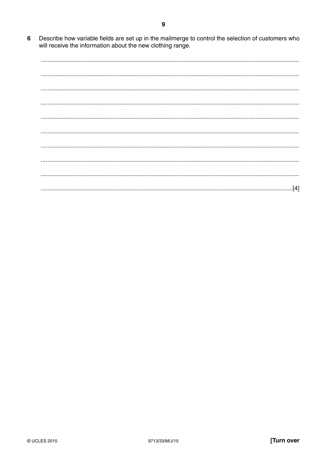Cambridge A Level Applied Information and Communication Technology 9713 2015 May/June Paper 3 · Variant 3 question paper, page 9 of 16