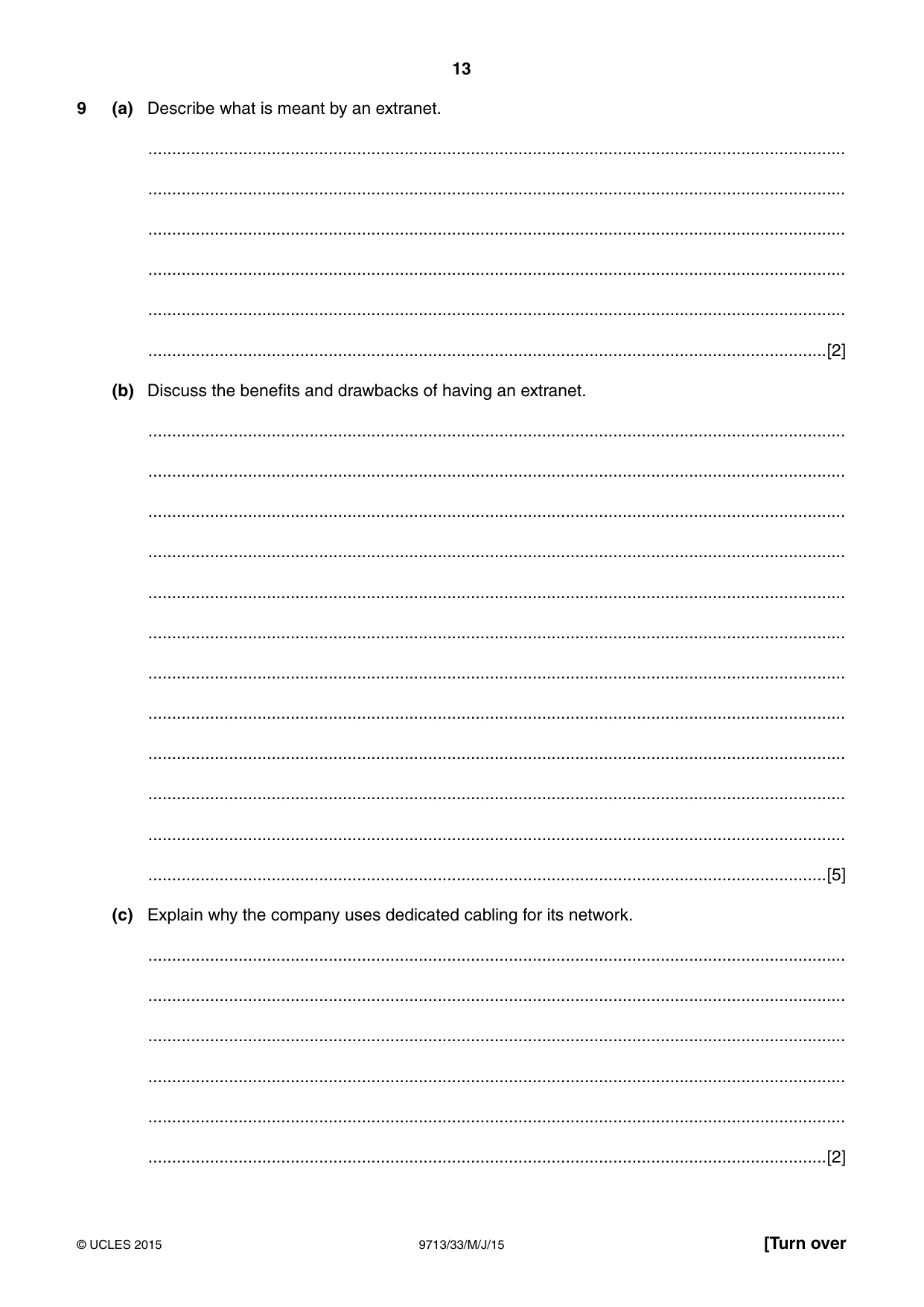 Cambridge A Level Applied Information and Communication Technology 9713 2015 May/June Paper 3 · Variant 3 question paper, page 13 of 16