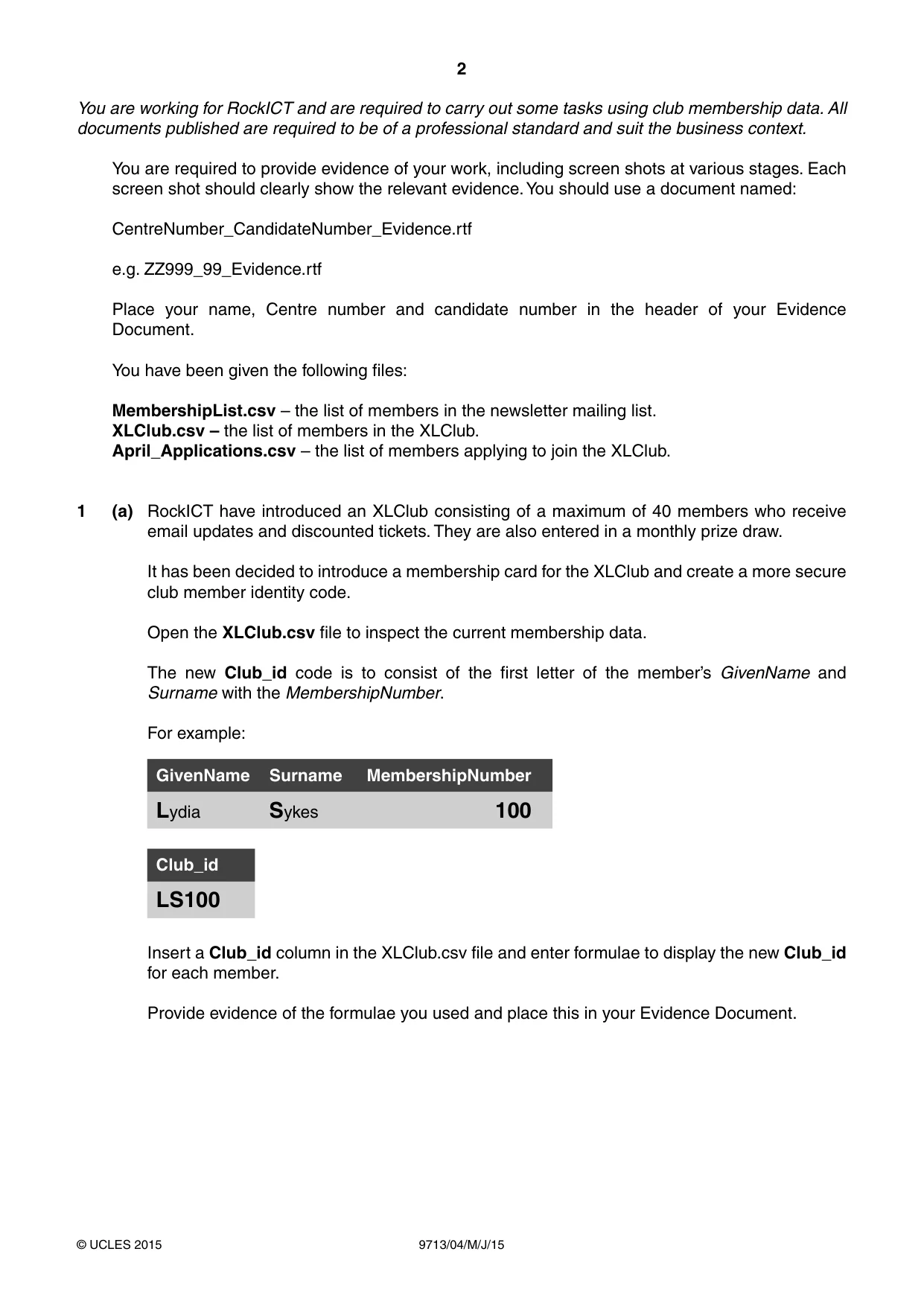 Cambridge A Level Applied Information and Communication Technology 9713 2015 May/June Paper 4 · Variant 1 question paper, page 2 of 8