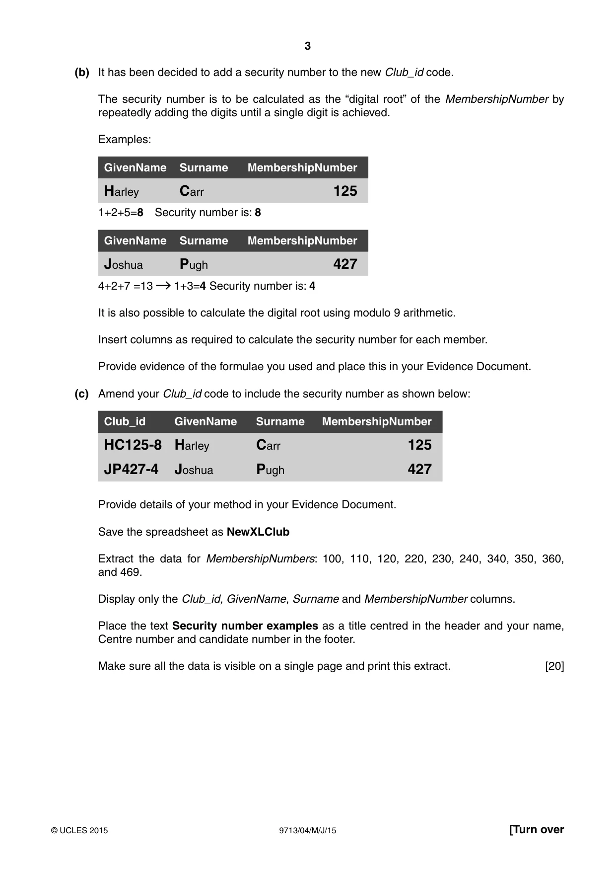 Cambridge A Level Applied Information and Communication Technology 9713 2015 May/June Paper 4 · Variant 1 question paper, page 3 of 8