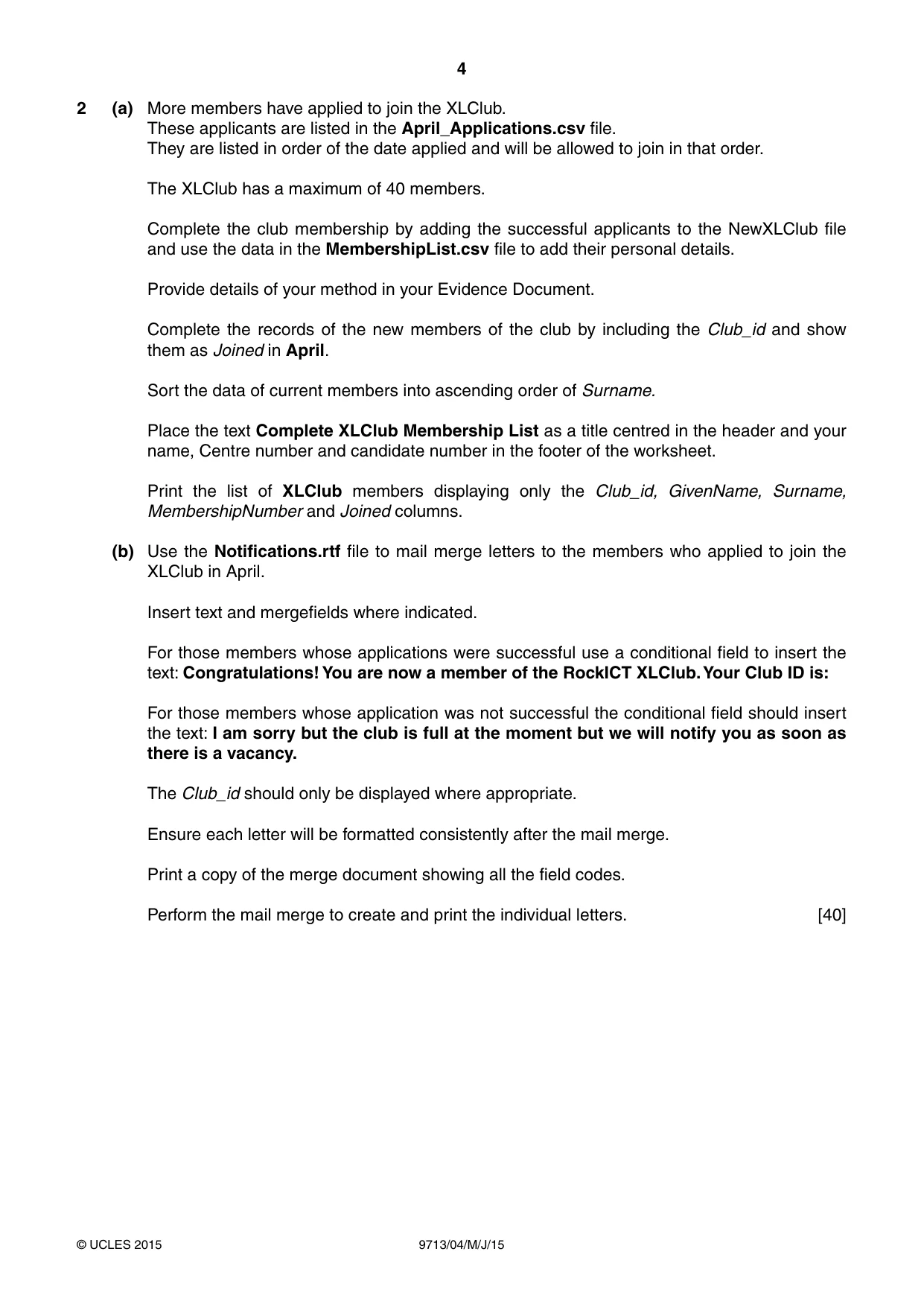 Cambridge A Level Applied Information and Communication Technology 9713 2015 May/June Paper 4 · Variant 1 question paper, page 4 of 8