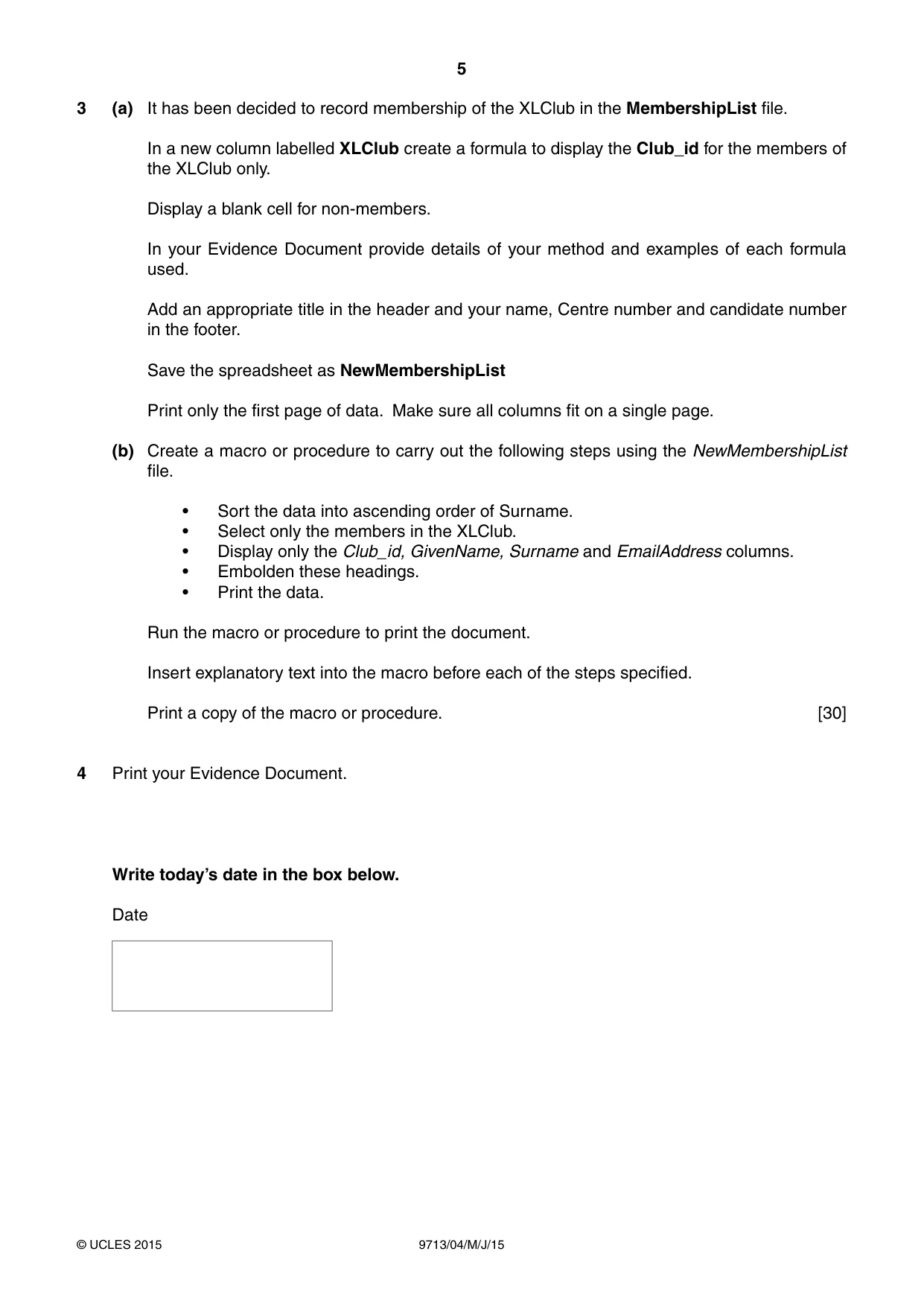 Cambridge A Level Applied Information and Communication Technology 9713 2015 May/June Paper 4 · Variant 1 question paper, page 5 of 8