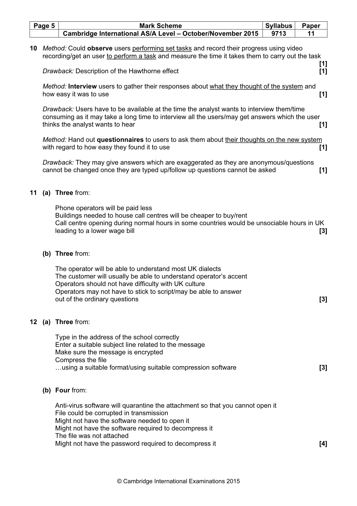 Mark scheme, page 5 of 6