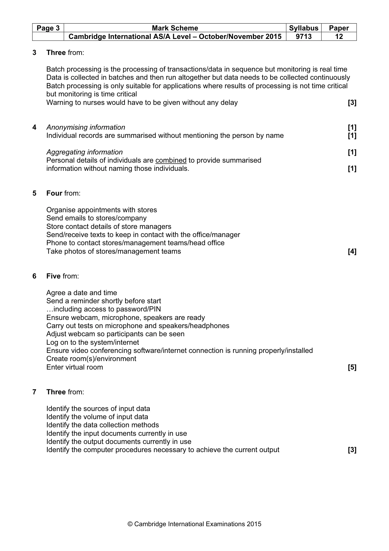 Mark scheme, page 3 of 6