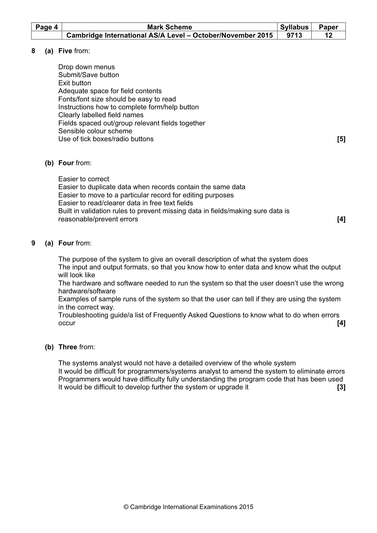 Mark scheme, page 4 of 6