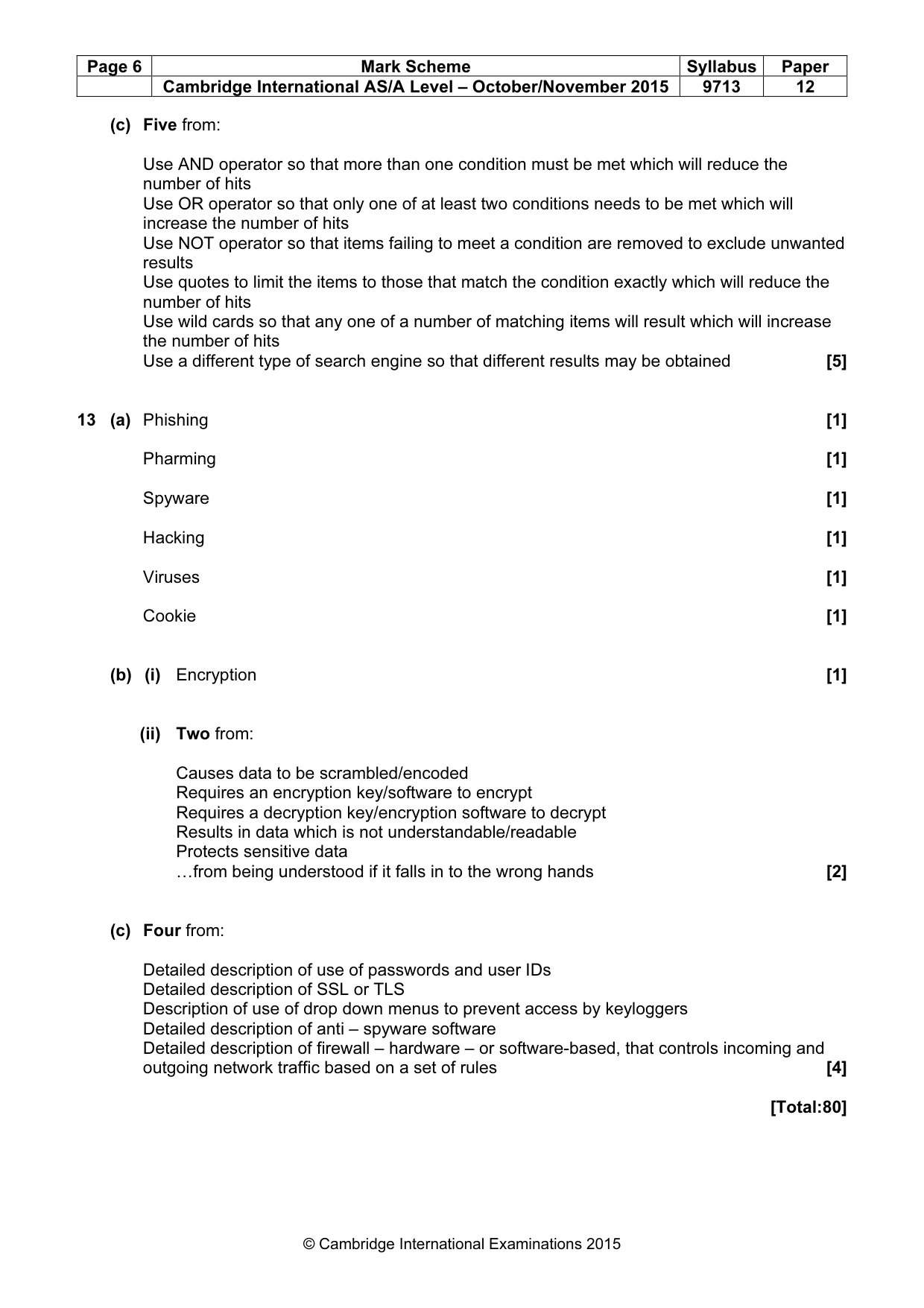Mark scheme, page 6 of 6