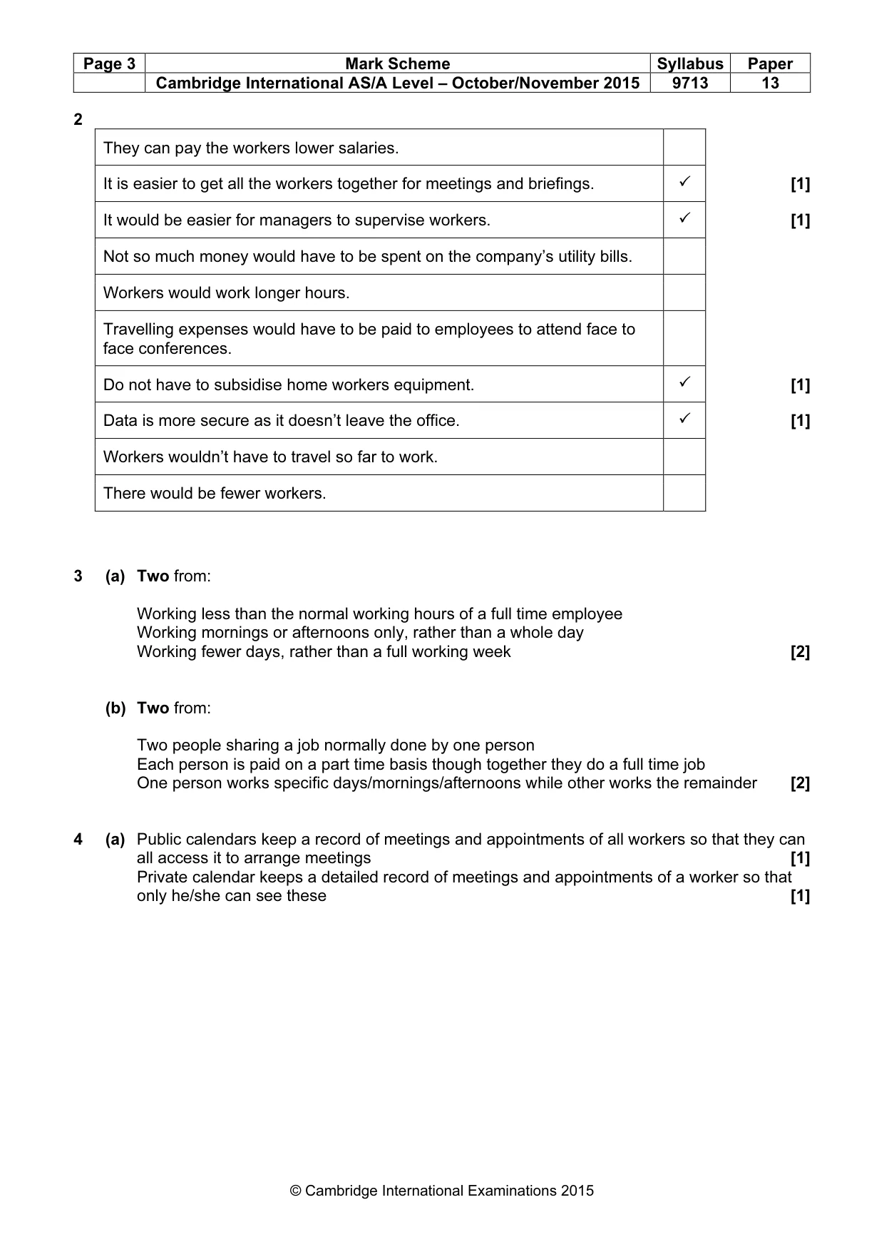 Mark scheme, page 3 of 8