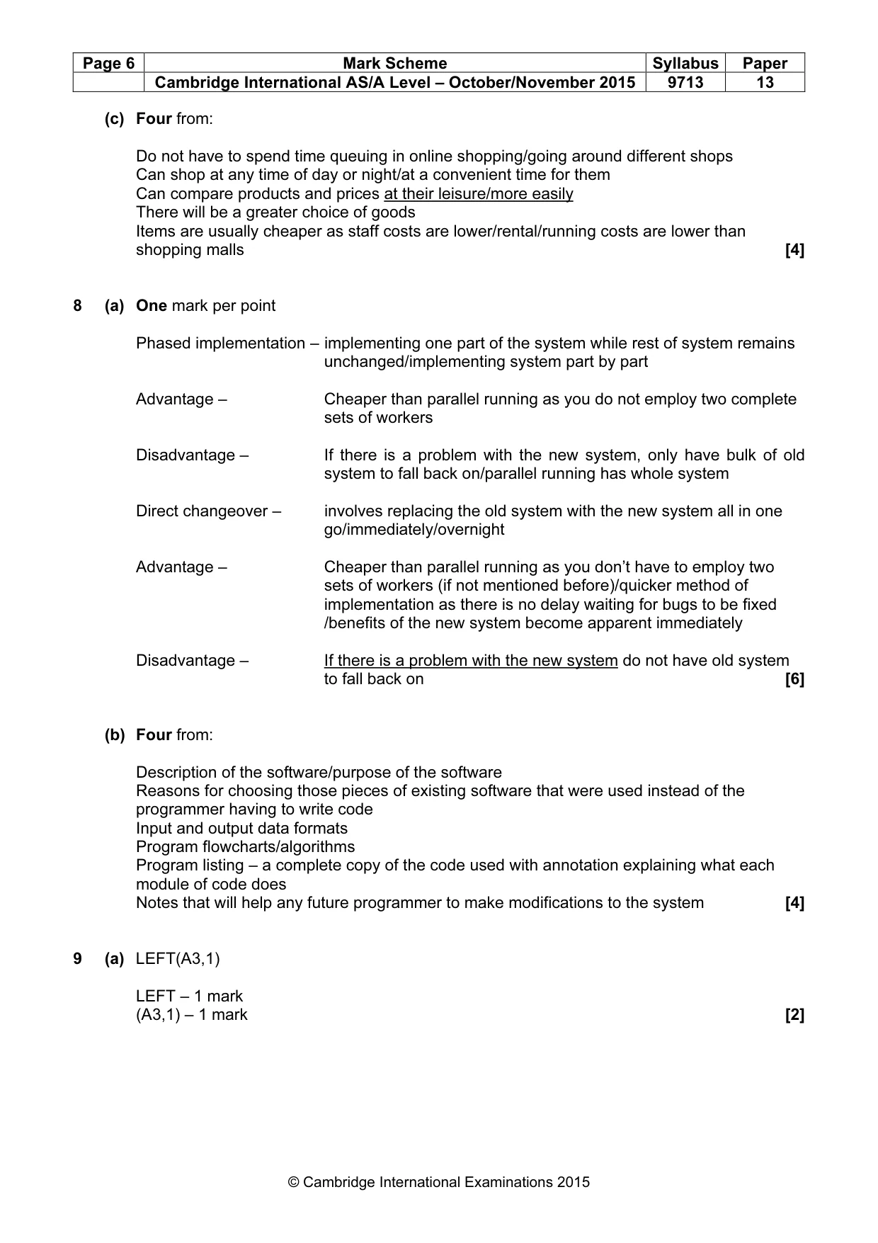Mark scheme, page 6 of 8