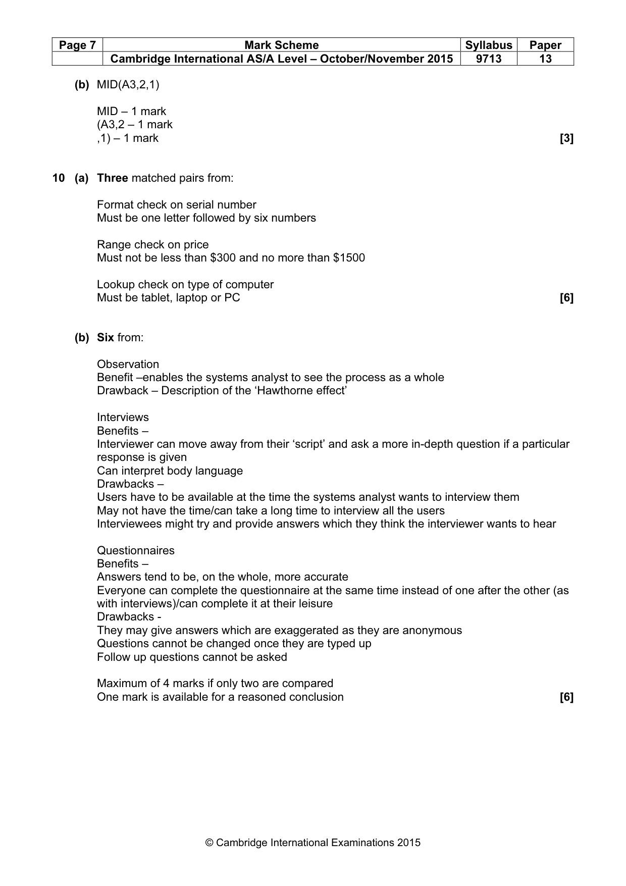 Mark scheme, page 7 of 8