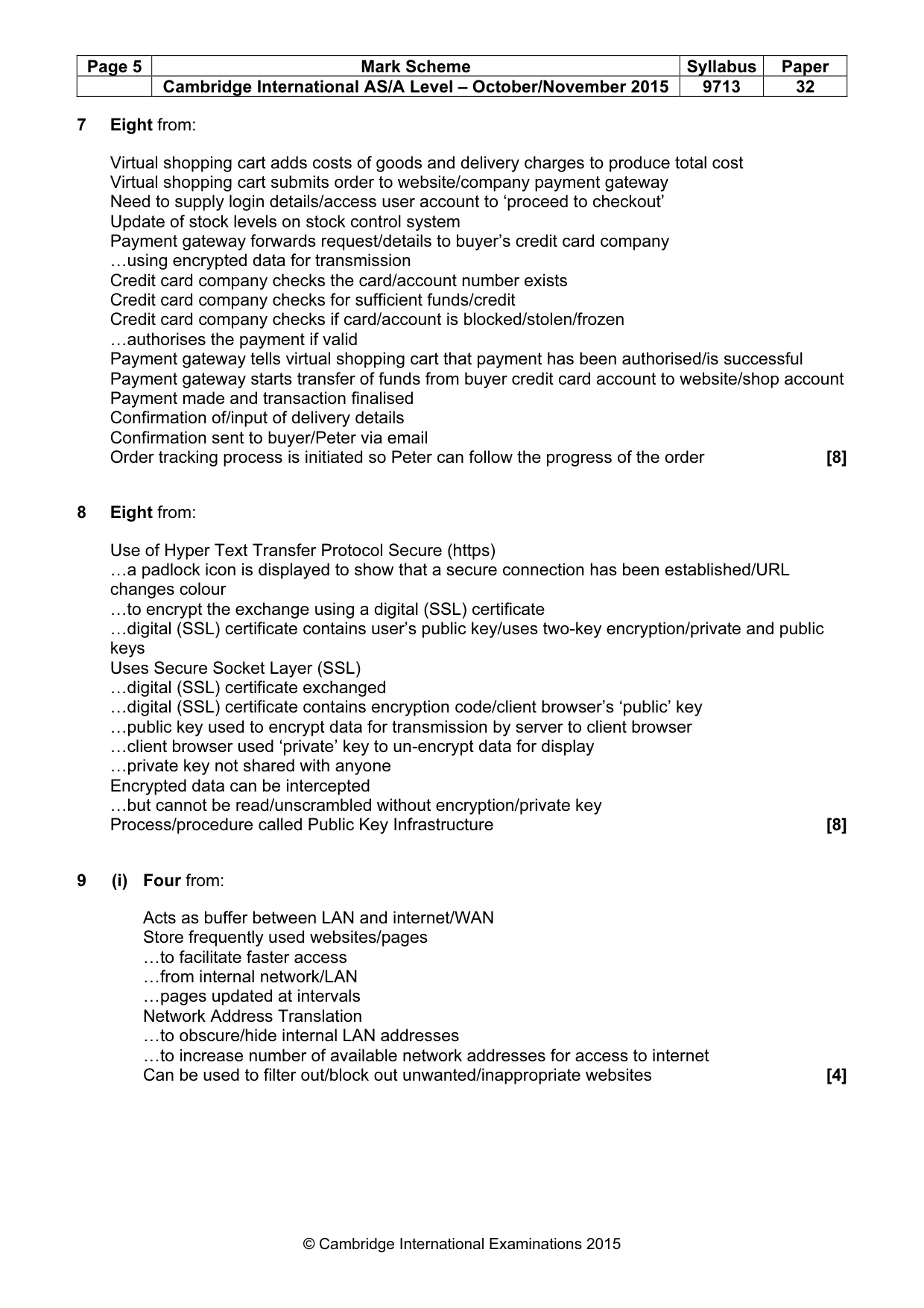 Mark scheme, page 5 of 7