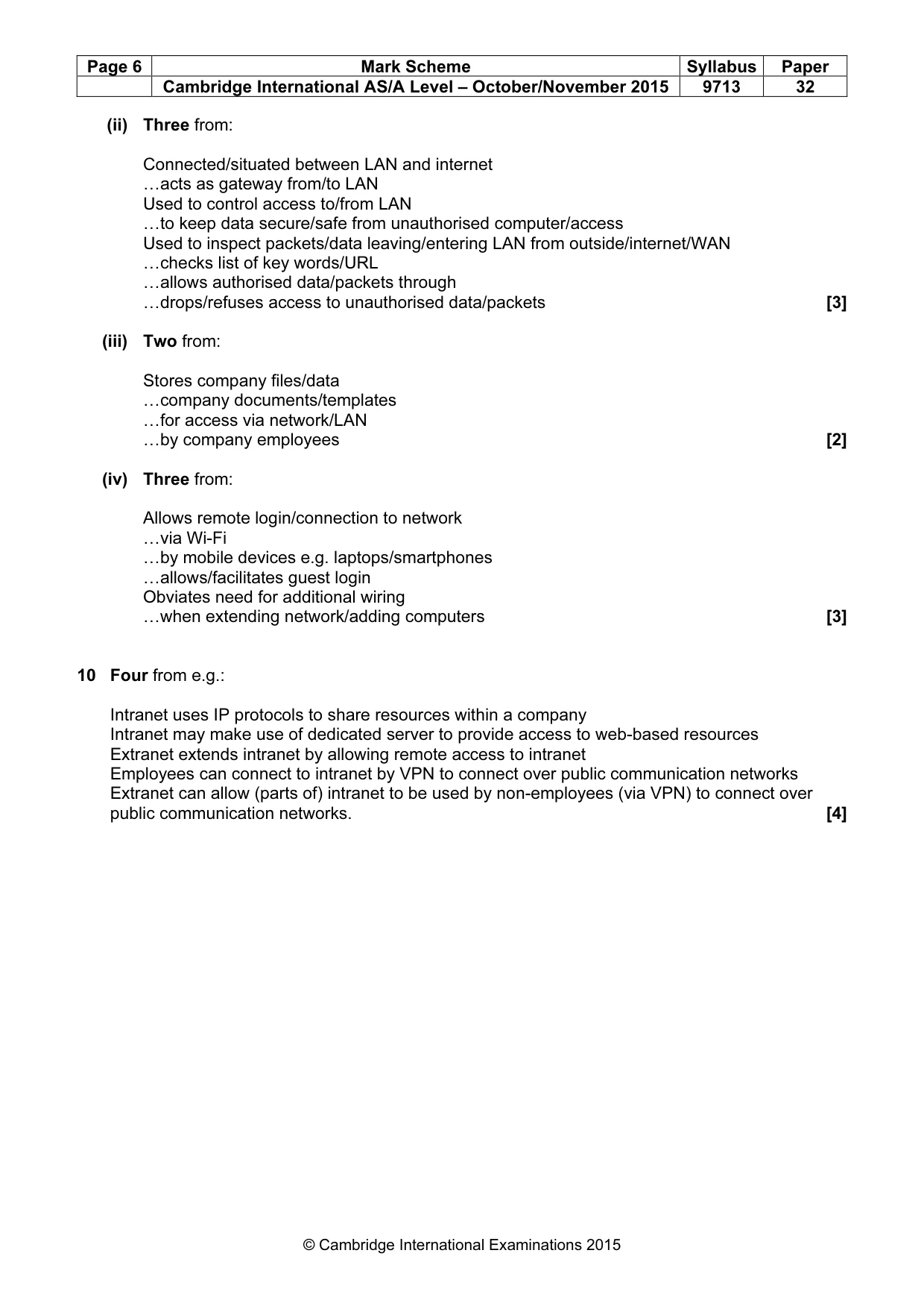 Mark scheme, page 6 of 7