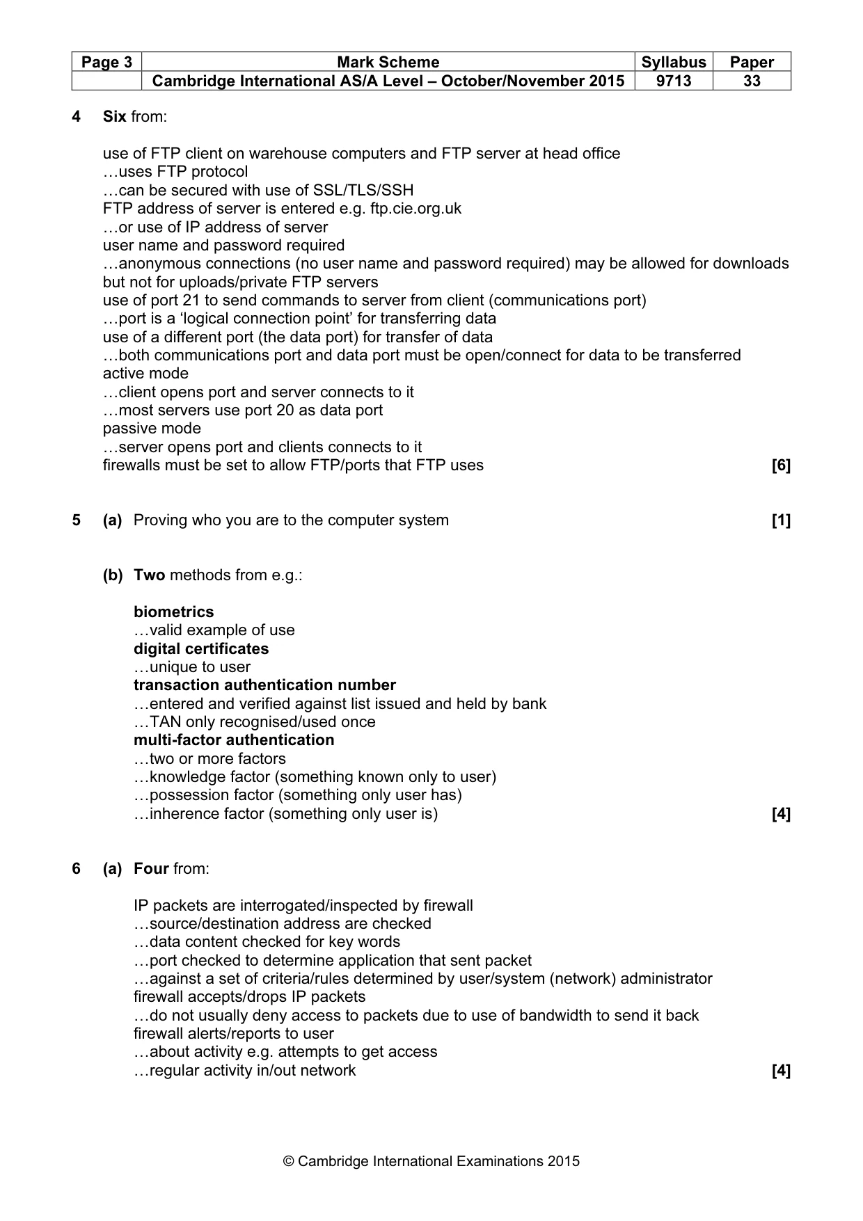 Mark scheme, page 3 of 6