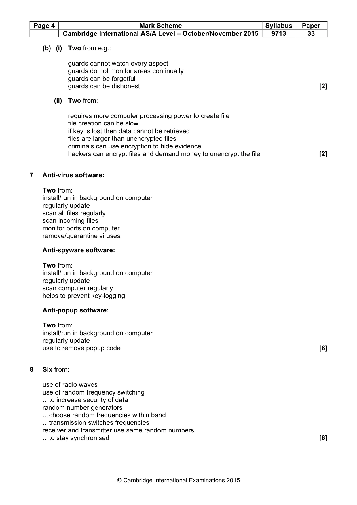 Mark scheme, page 4 of 6