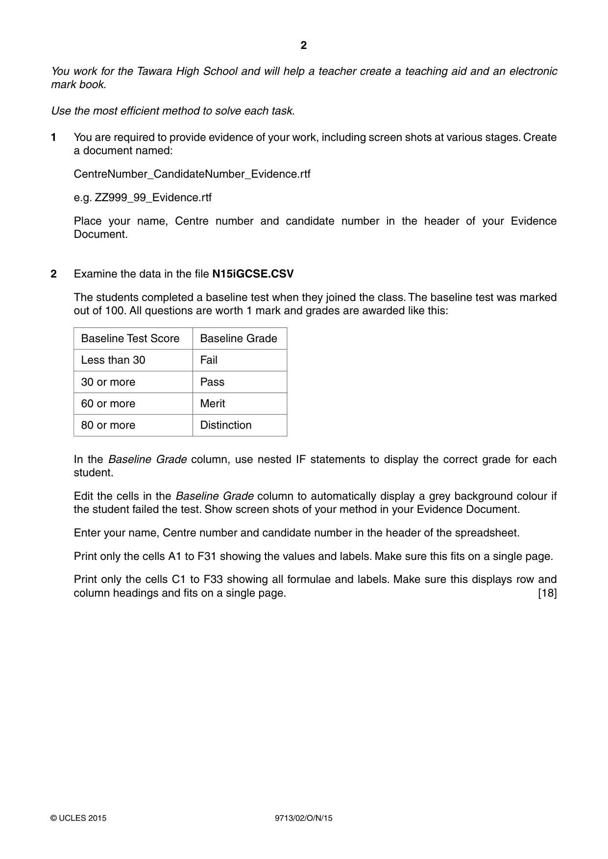 Cambridge A Level Applied Information and Communication Technology 9713 2015 Oct/Nov Paper 2 · Variant 0 question paper, page 2 of 4