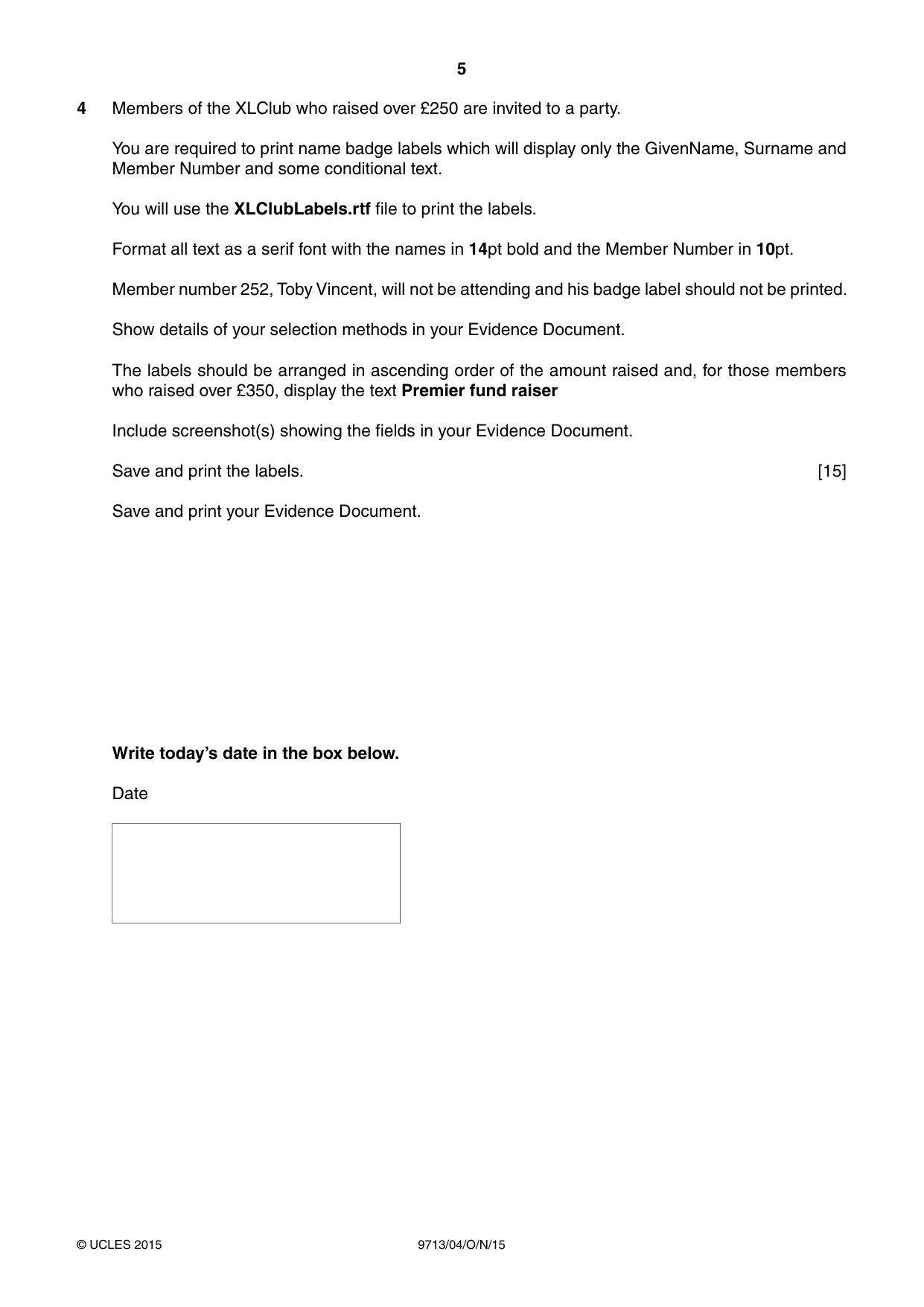 Cambridge A Level Applied Information and Communication Technology 9713 2015 Oct/Nov Paper 4 · Variant 0 question paper, page 5 of 8