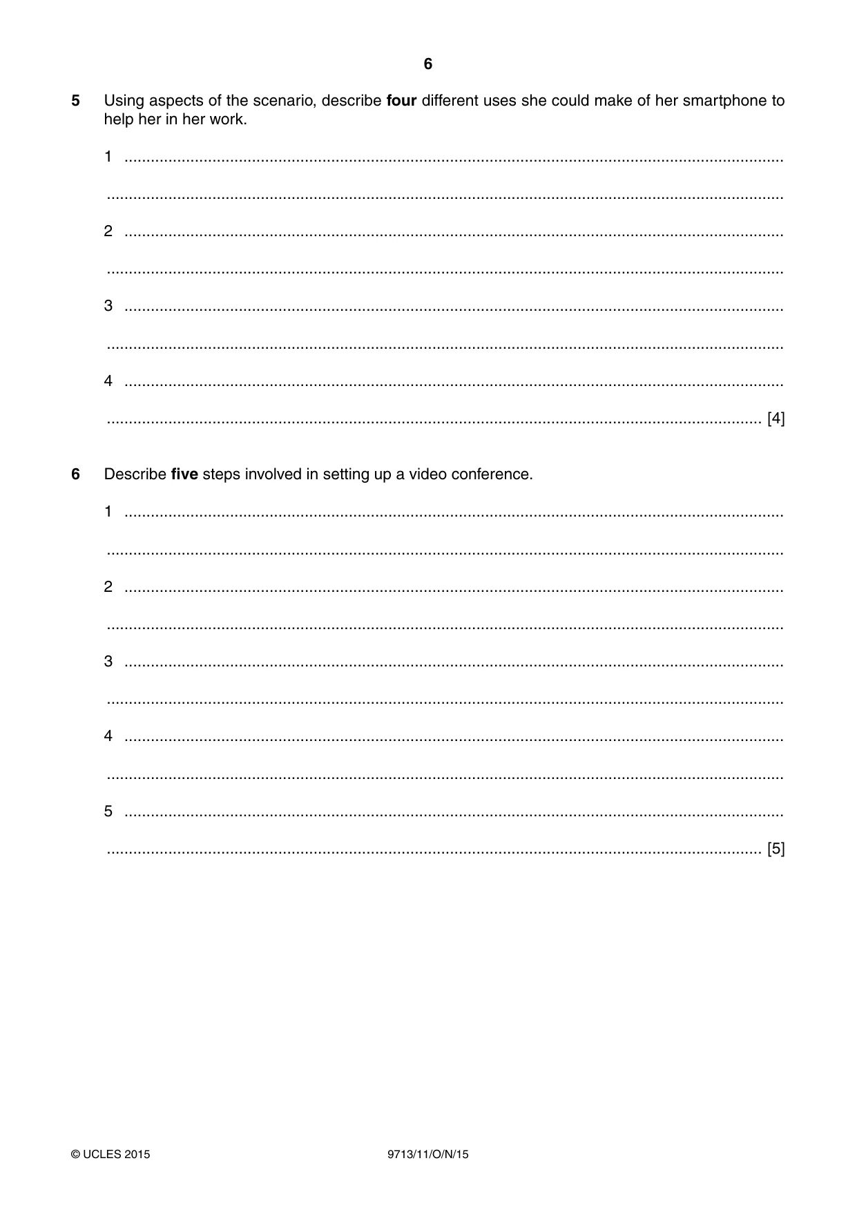 Cambridge A Level Applied Information and Communication Technology 9713 2015 Oct/Nov Paper 1 · Variant 1 question paper, page 6 of 16