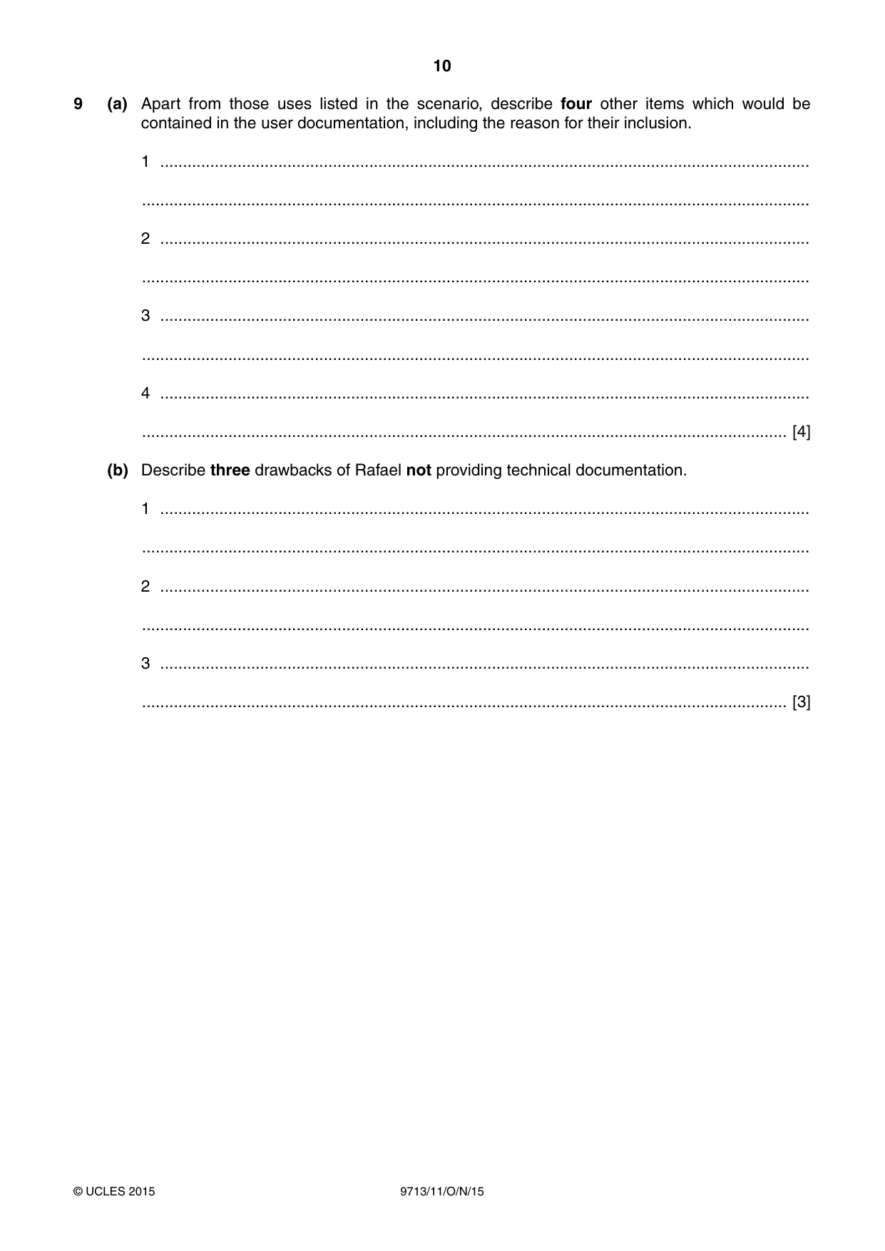 Cambridge A Level Applied Information and Communication Technology 9713 2015 Oct/Nov Paper 1 · Variant 1 question paper, page 10 of 16