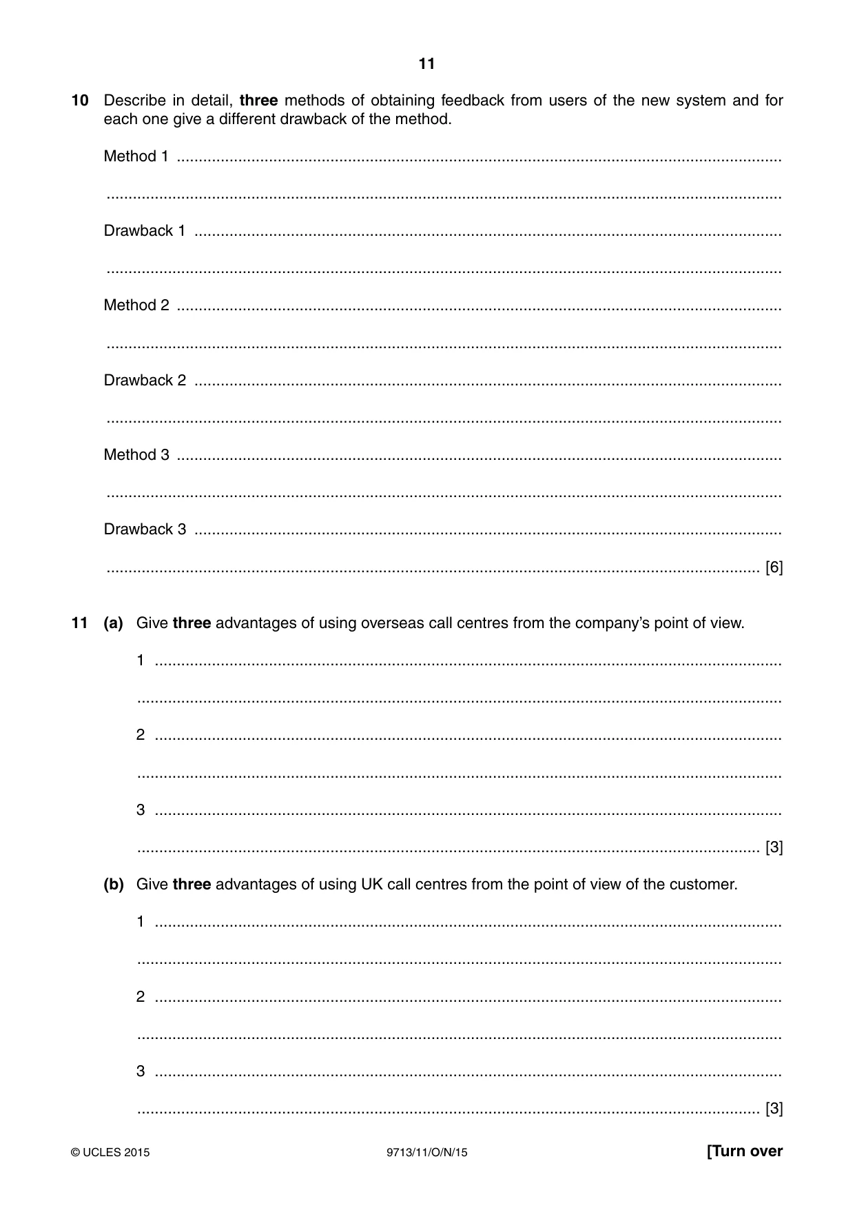 Cambridge A Level Applied Information and Communication Technology 9713 2015 Oct/Nov Paper 1 · Variant 1 question paper, page 11 of 16