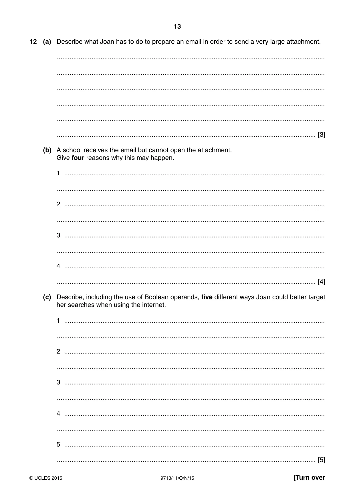 Cambridge A Level Applied Information and Communication Technology 9713 2015 Oct/Nov Paper 1 · Variant 1 question paper, page 13 of 16