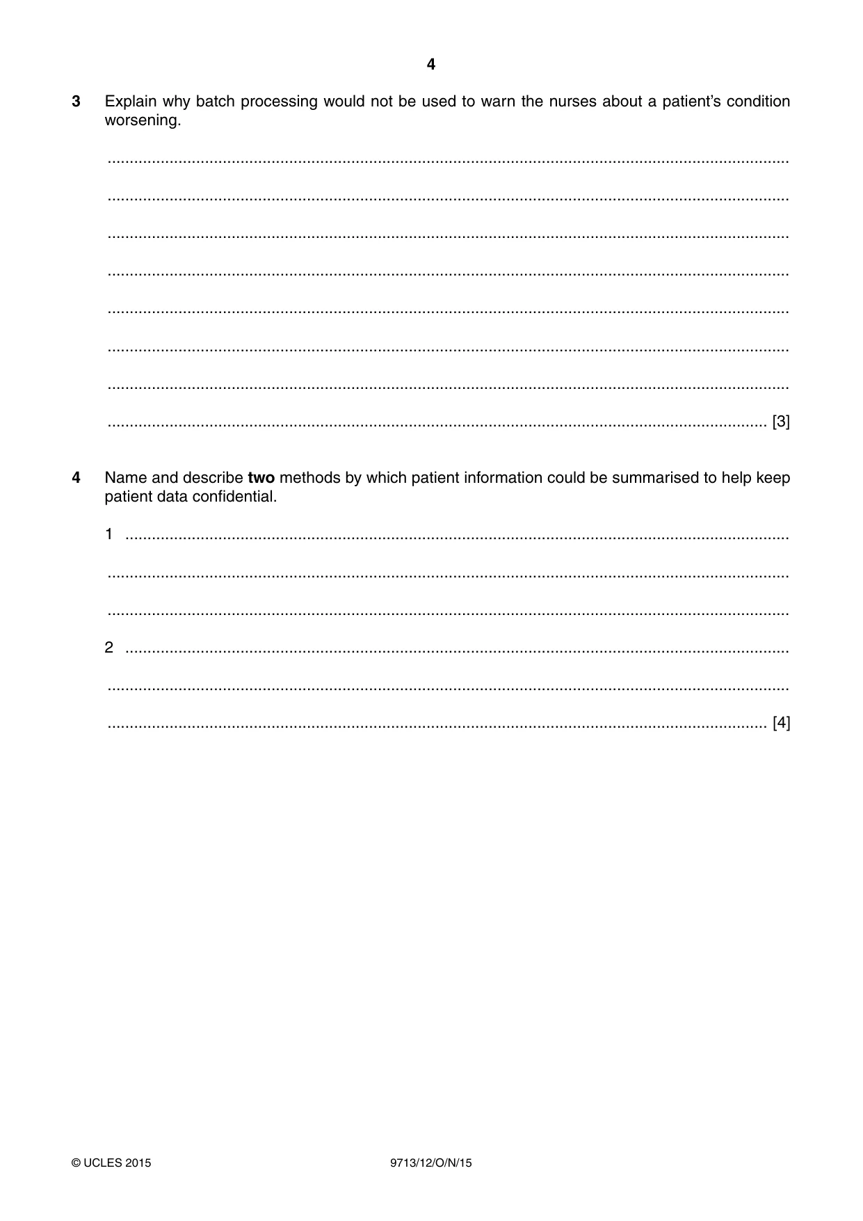 Cambridge A Level Applied Information and Communication Technology 9713 2015 Oct/Nov Paper 1 · Variant 2 question paper, page 4 of 16
