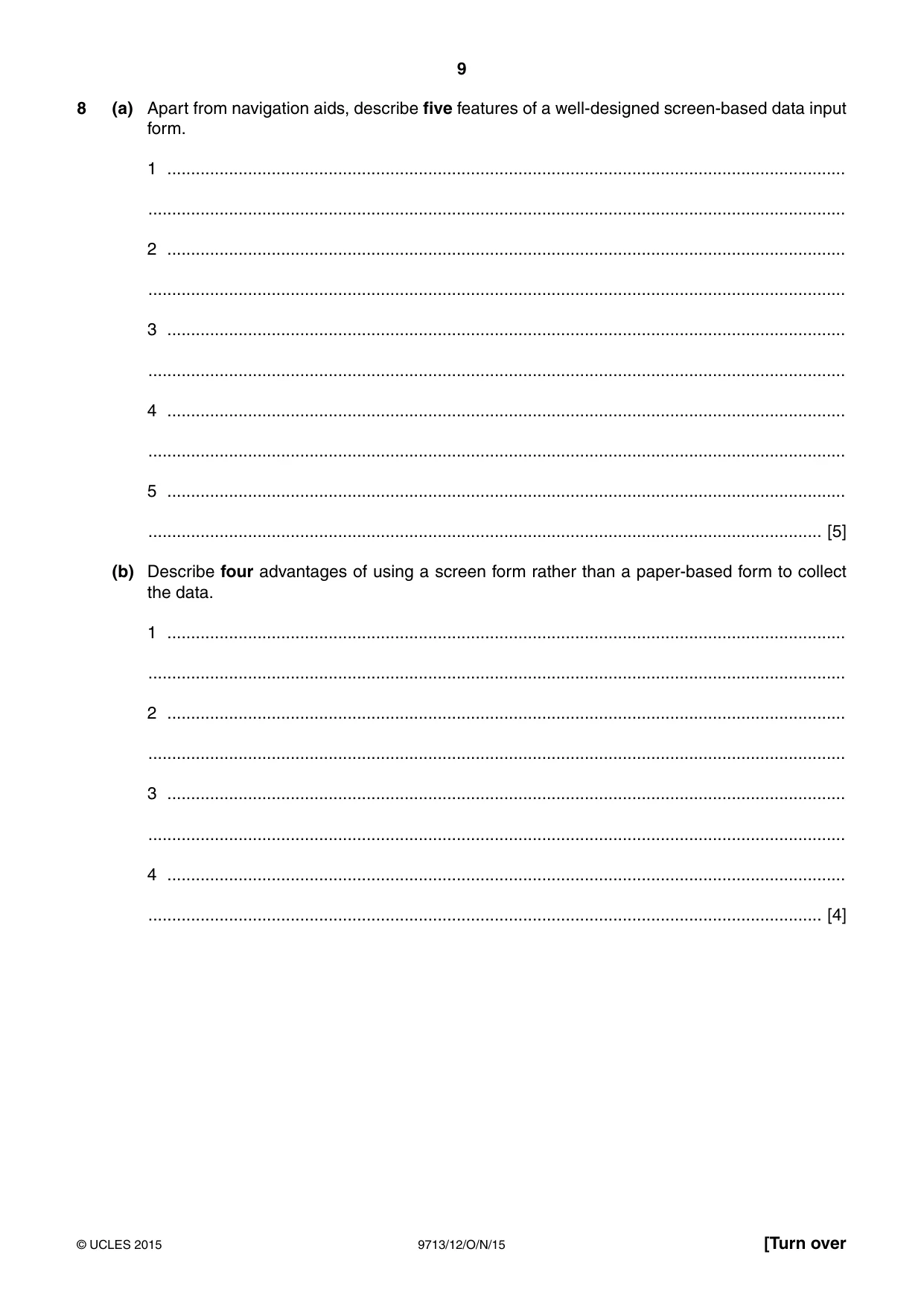 Cambridge A Level Applied Information and Communication Technology 9713 2015 Oct/Nov Paper 1 · Variant 2 question paper, page 9 of 16