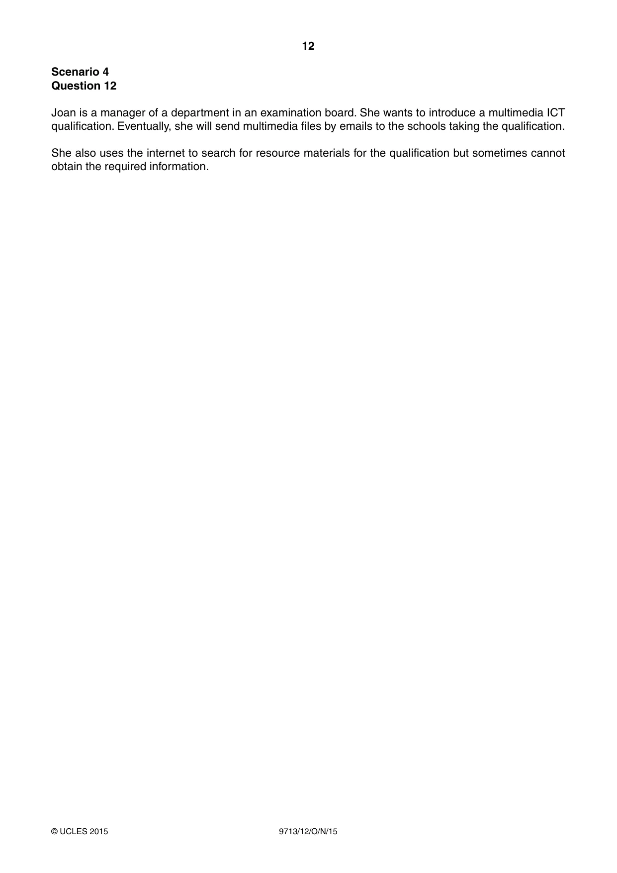 Cambridge A Level Applied Information and Communication Technology 9713 2015 Oct/Nov Paper 1 · Variant 2 question paper, page 12 of 16