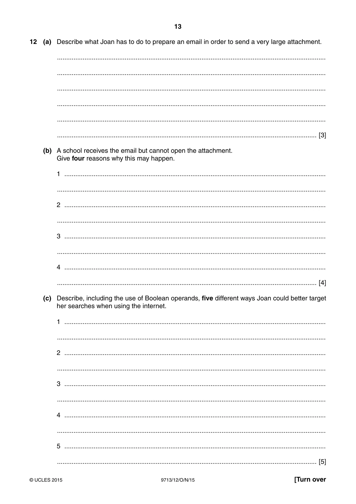 Cambridge A Level Applied Information and Communication Technology 9713 2015 Oct/Nov Paper 1 · Variant 2 question paper, page 13 of 16