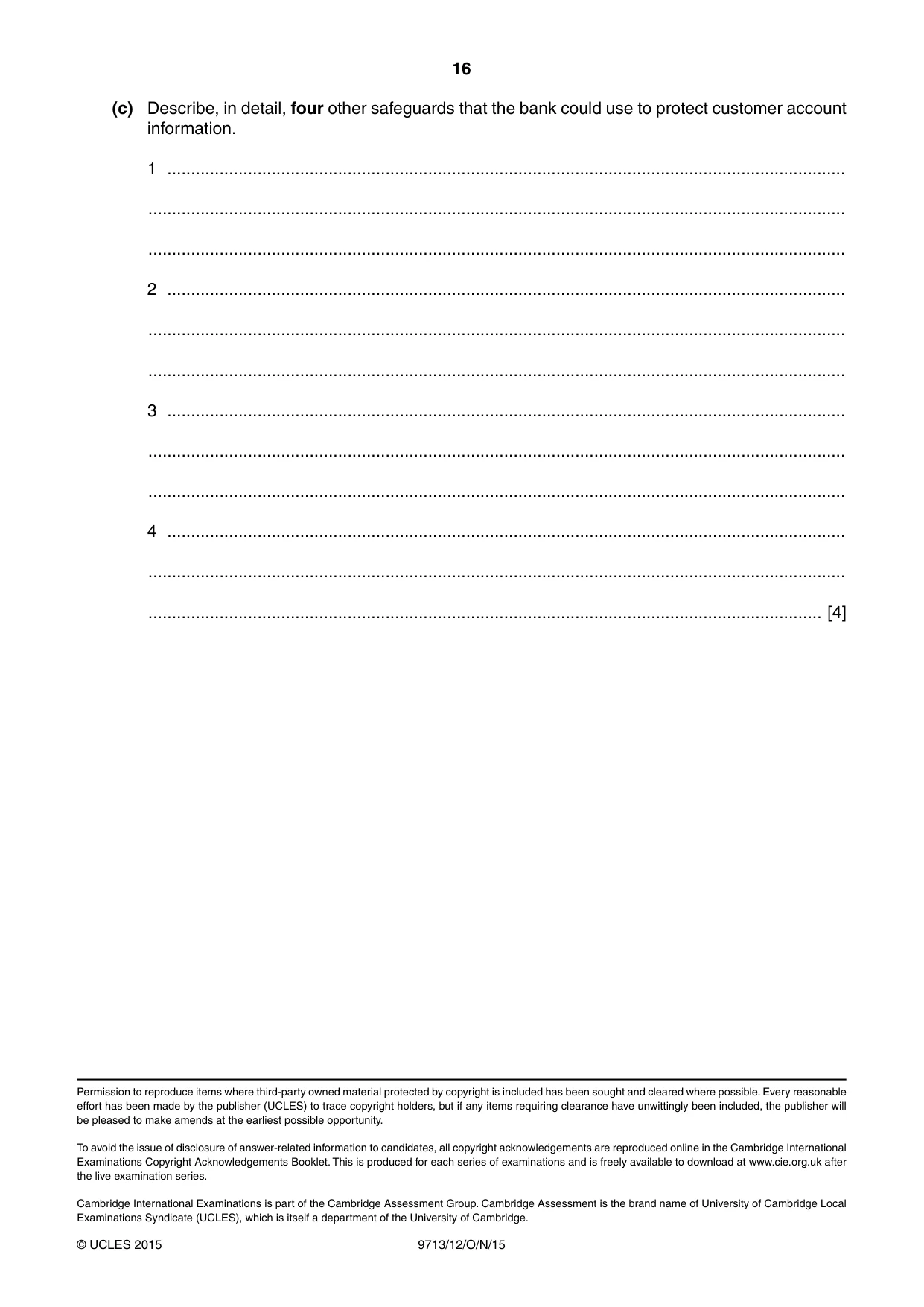 Cambridge A Level Applied Information and Communication Technology 9713 2015 Oct/Nov Paper 1 · Variant 2 question paper, page 16 of 16