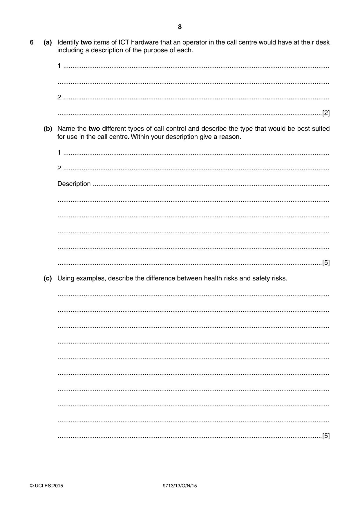 Cambridge A Level Applied Information and Communication Technology 9713 2015 Oct/Nov Paper 1 · Variant 3 question paper, page 8 of 16