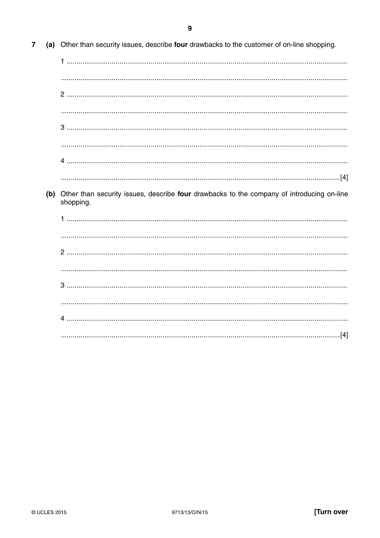 Cambridge A Level Applied Information and Communication Technology 9713 2015 Oct/Nov Paper 1 · Variant 3 question paper, page 9 of 16