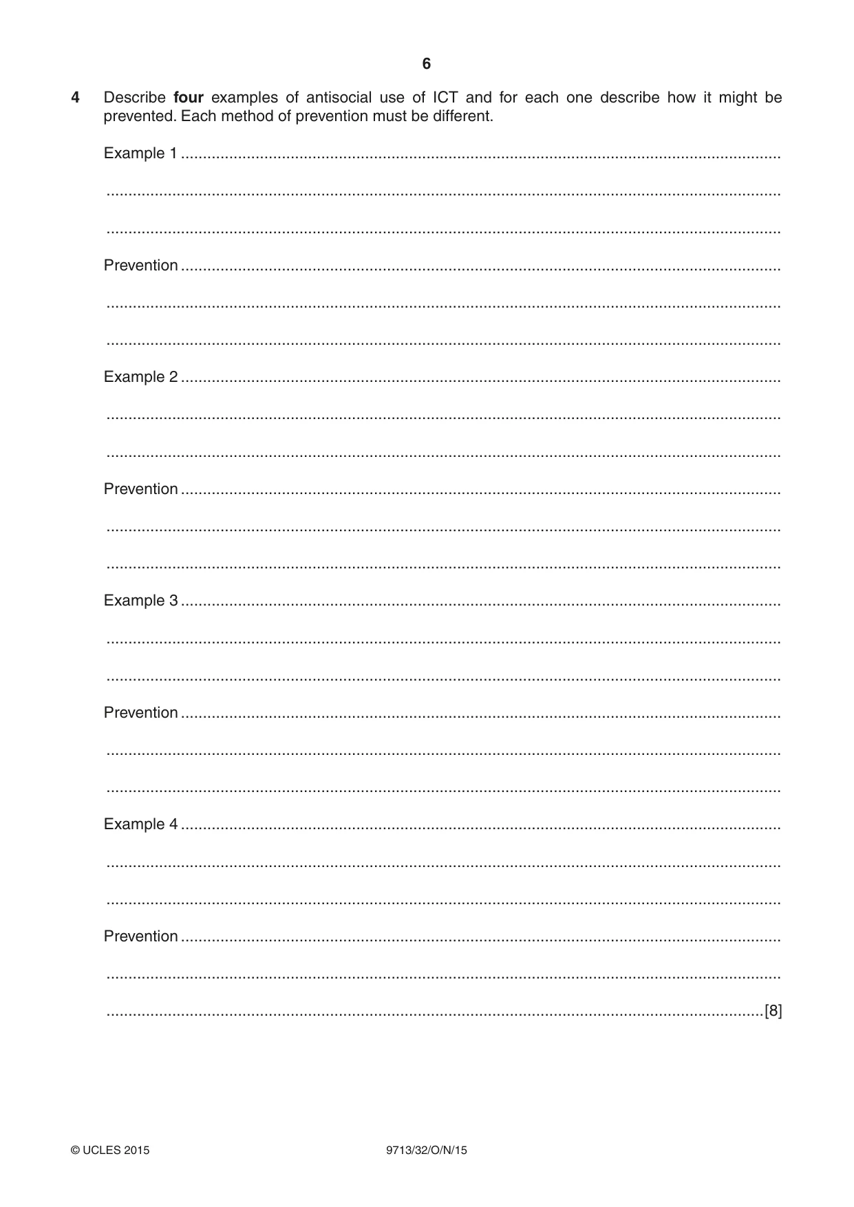 Cambridge A Level Applied Information and Communication Technology 9713 2015 Oct/Nov Paper 3 · Variant 2 question paper, page 6 of 16