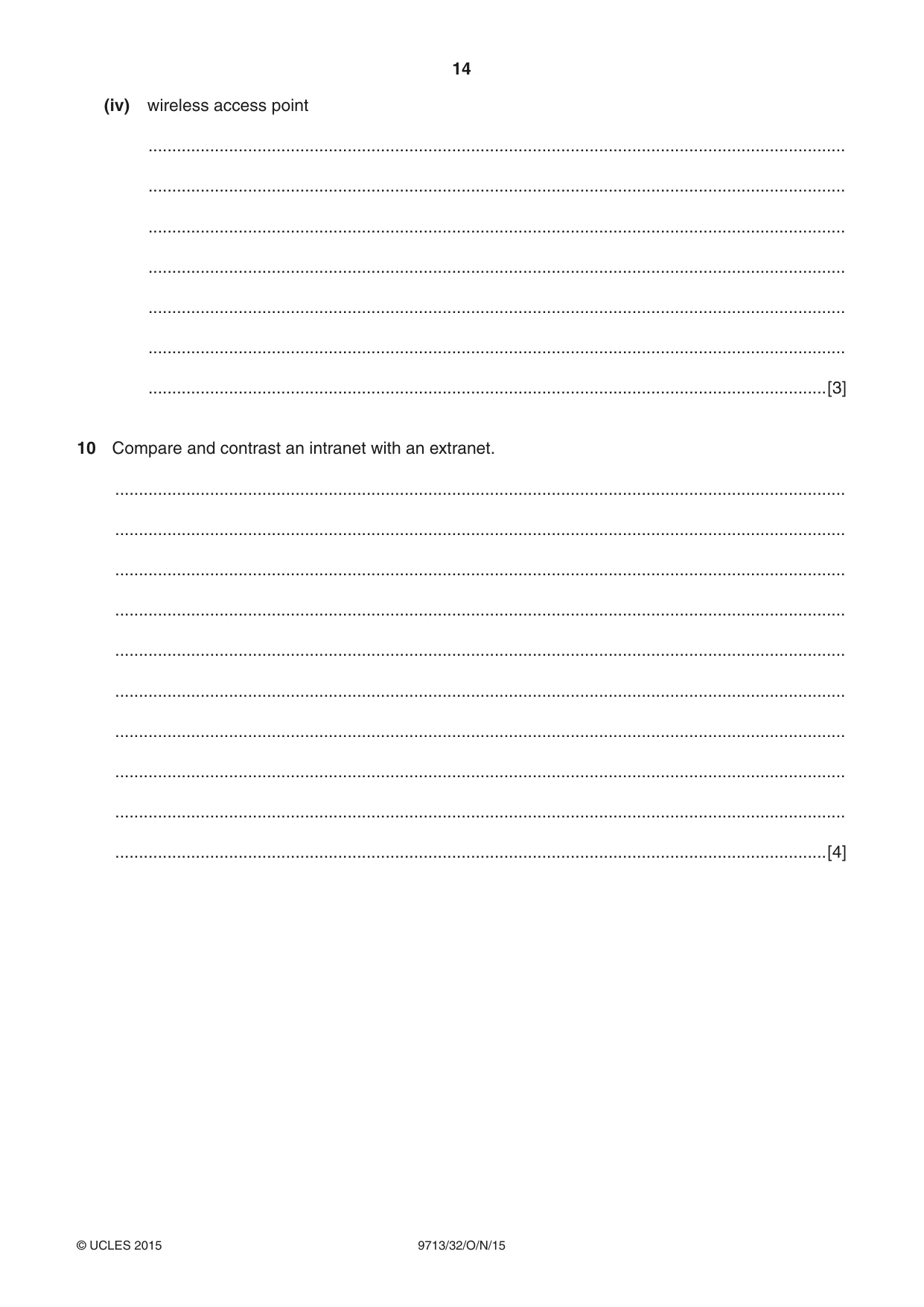 Cambridge A Level Applied Information and Communication Technology 9713 2015 Oct/Nov Paper 3 · Variant 2 question paper, page 14 of 16
