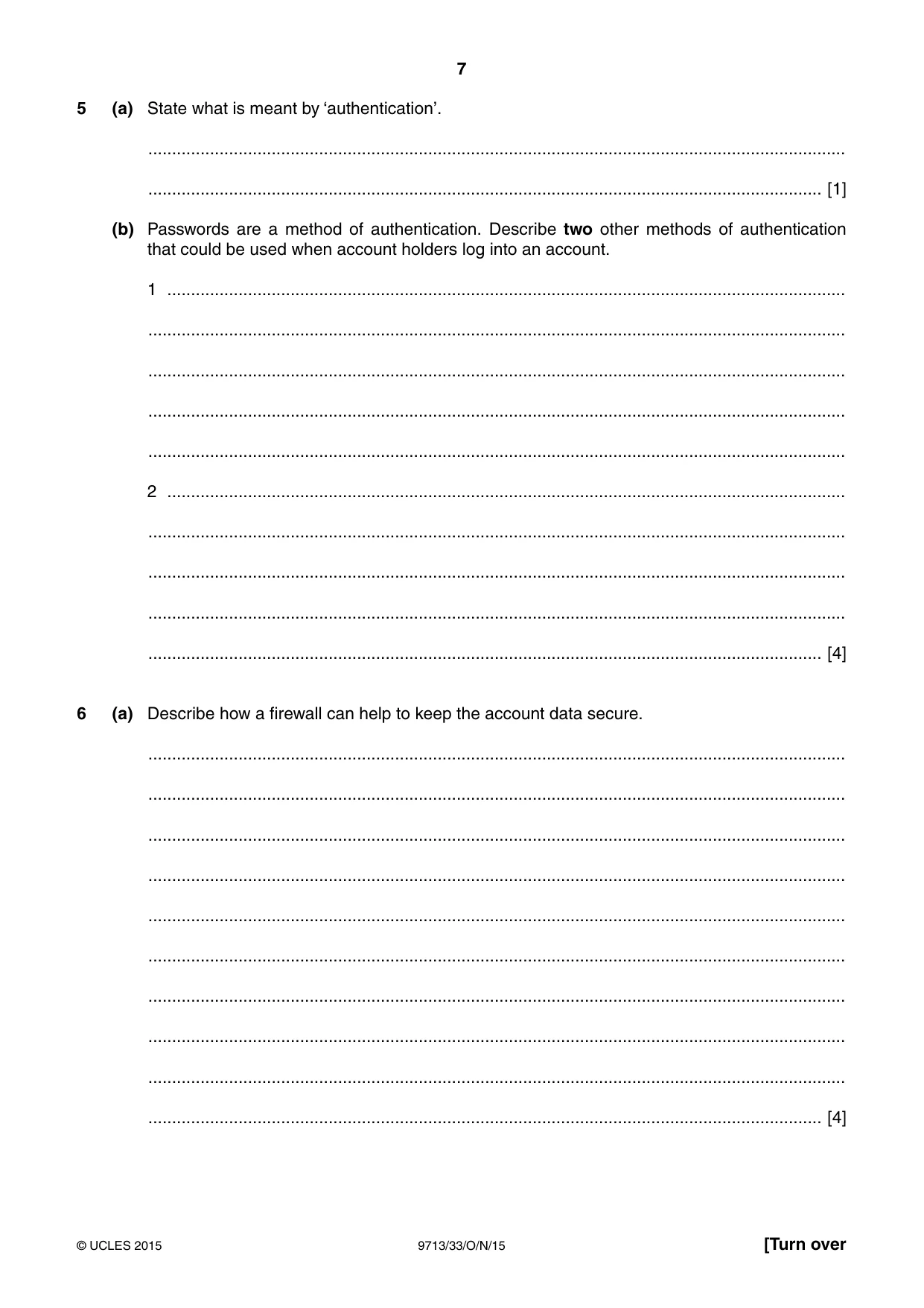 Cambridge A Level Applied Information and Communication Technology 9713 2015 Oct/Nov Paper 3 · Variant 3 question paper, page 7 of 16