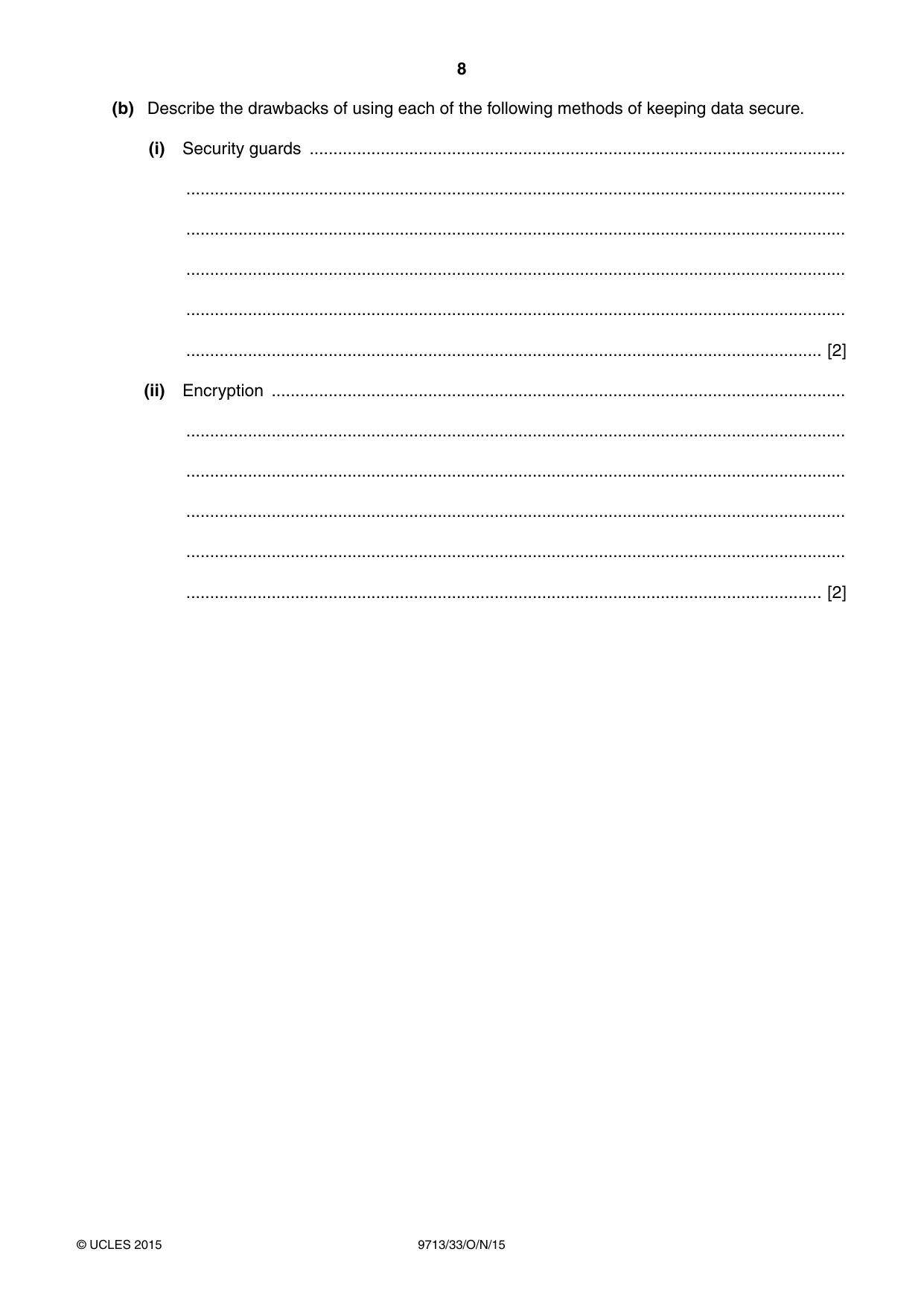 Cambridge A Level Applied Information and Communication Technology 9713 2015 Oct/Nov Paper 3 · Variant 3 question paper, page 8 of 16