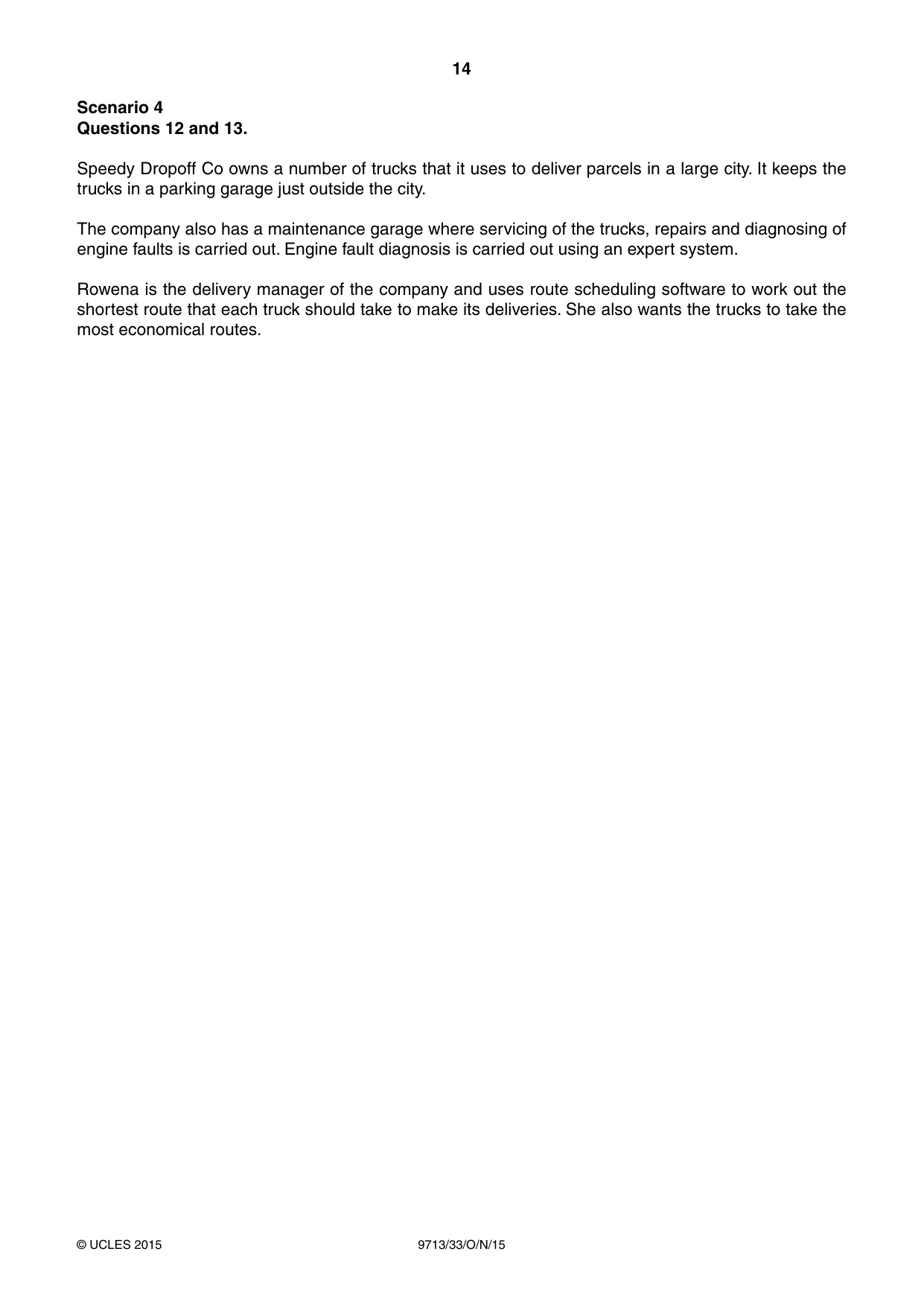 Cambridge A Level Applied Information and Communication Technology 9713 2015 Oct/Nov Paper 3 · Variant 3 question paper, page 14 of 16