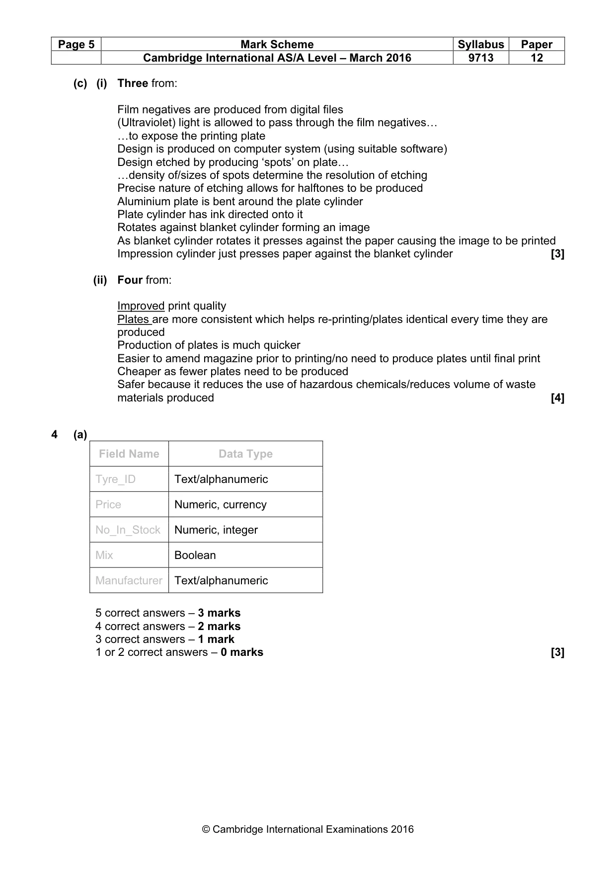 Mark scheme, page 5 of 7