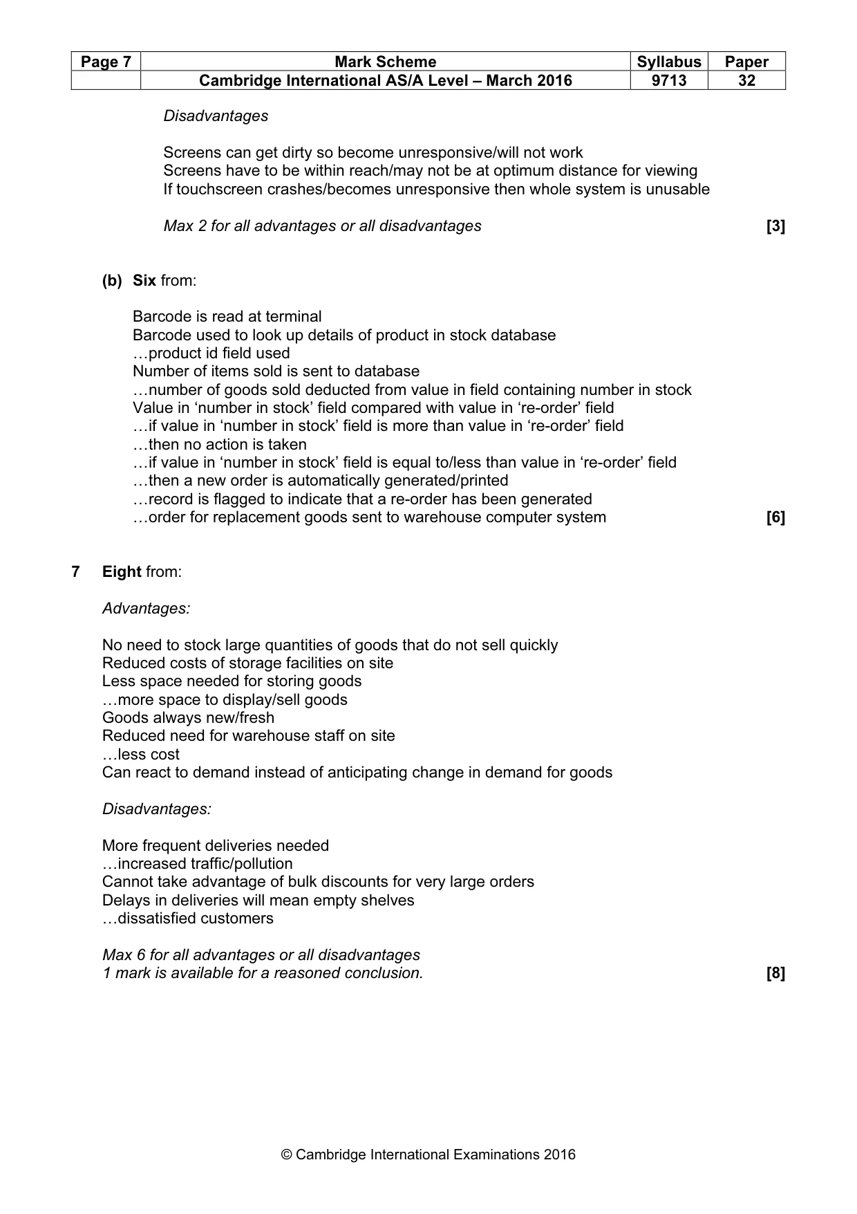 Mark scheme, page 7 of 8