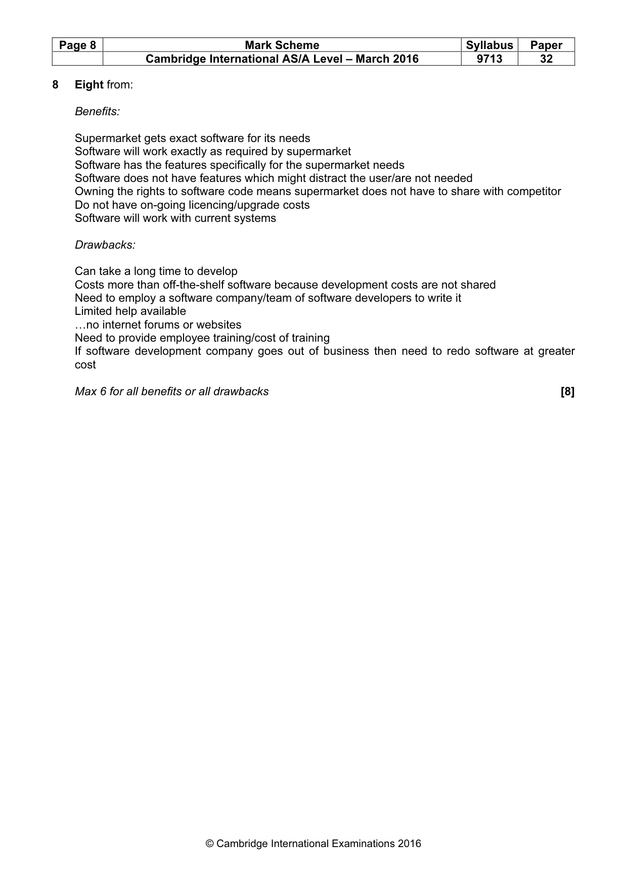 Mark scheme, page 8 of 8