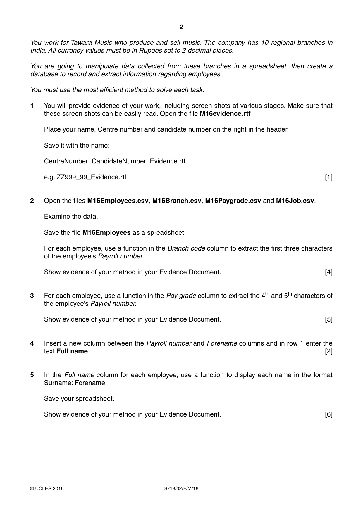 Cambridge A Level Applied Information and Communication Technology 9713 2016 Feb/March Paper 2 · Variant 0 question paper, page 2 of 8