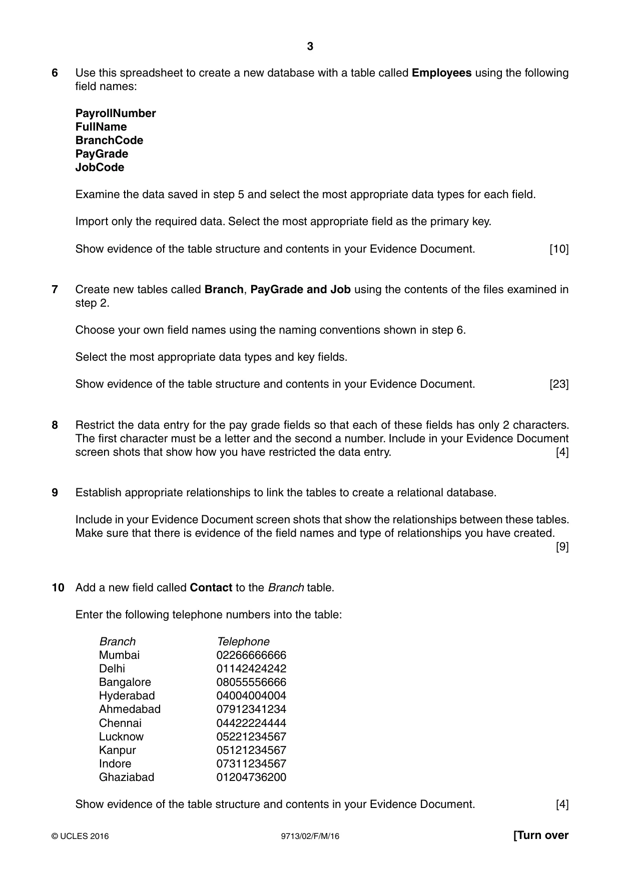 Cambridge A Level Applied Information and Communication Technology 9713 2016 Feb/March Paper 2 · Variant 0 question paper, page 3 of 8