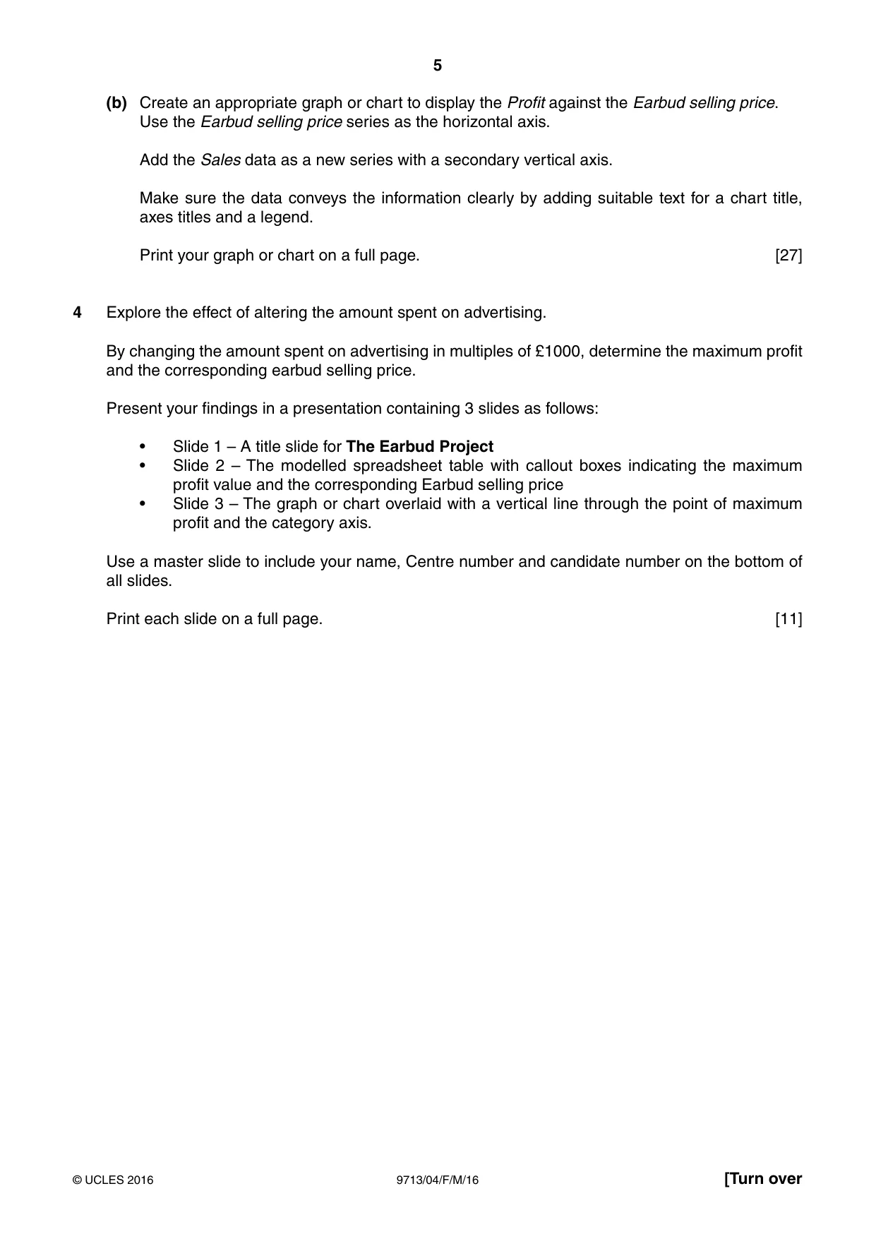 Cambridge A Level Applied Information and Communication Technology 9713 2016 Feb/March Paper 4 · Variant 0 question paper, page 5 of 8