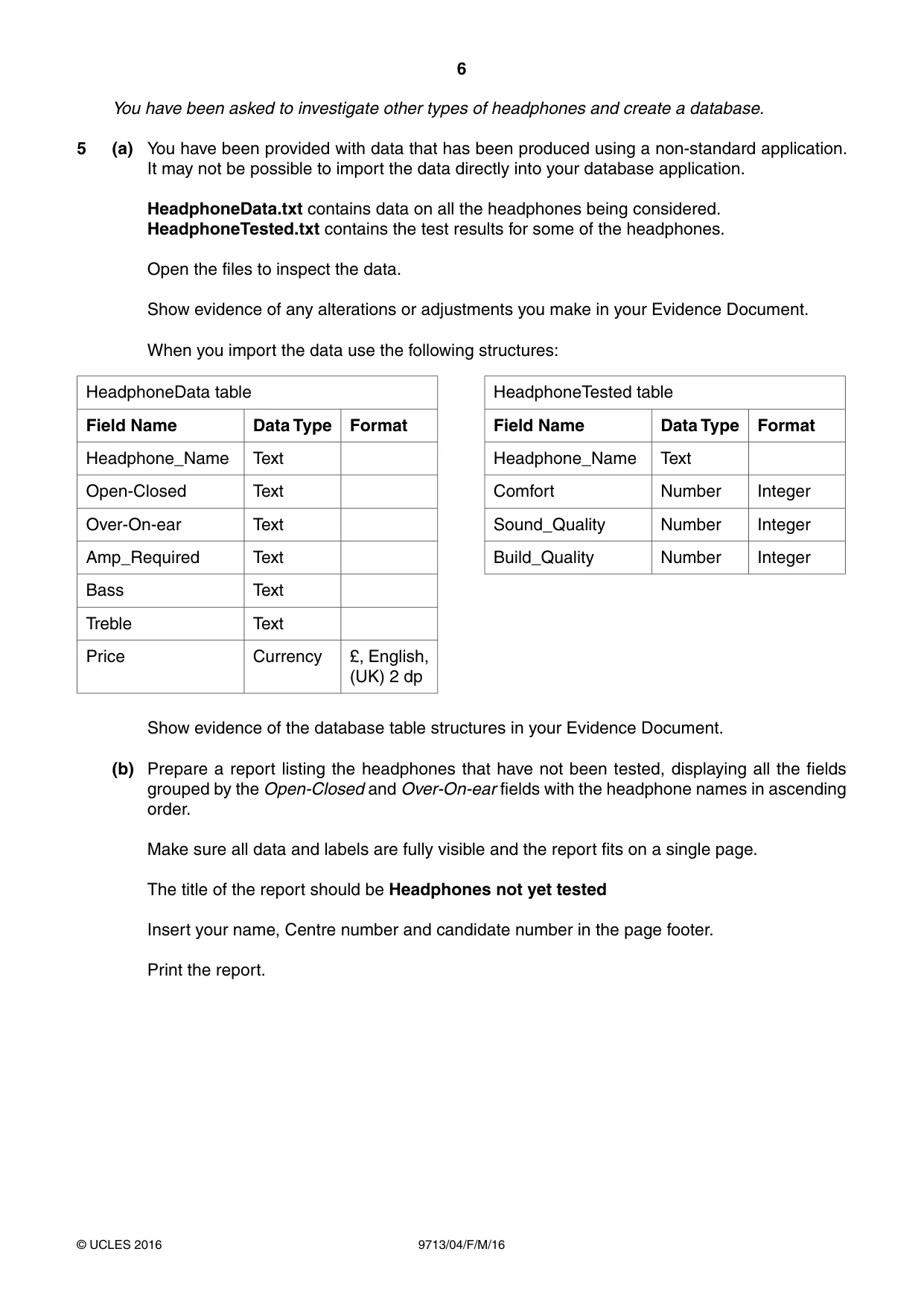 Cambridge A Level Applied Information and Communication Technology 9713 2016 Feb/March Paper 4 · Variant 0 question paper, page 6 of 8