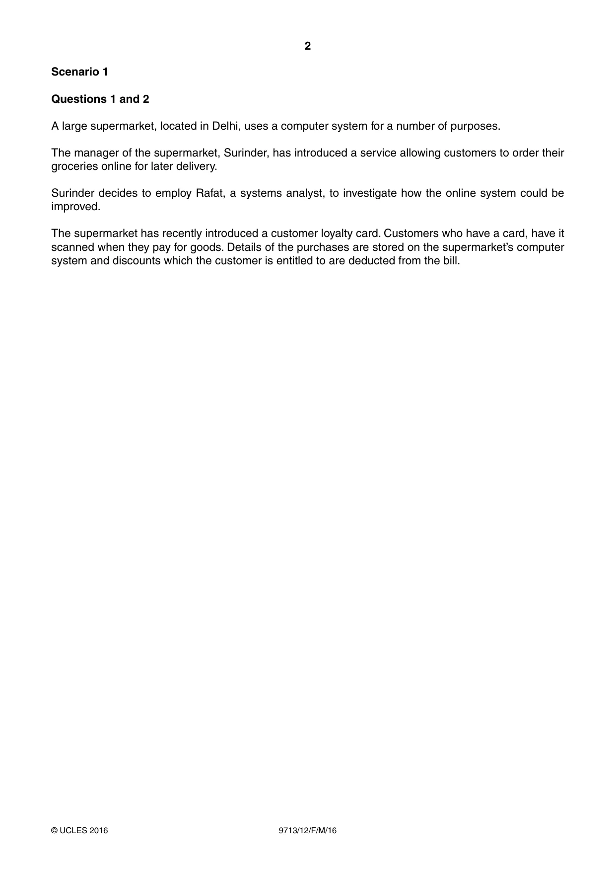 Cambridge A Level Applied Information and Communication Technology 9713 2016 Feb/March Paper 1 · Variant 2 question paper, page 2 of 20