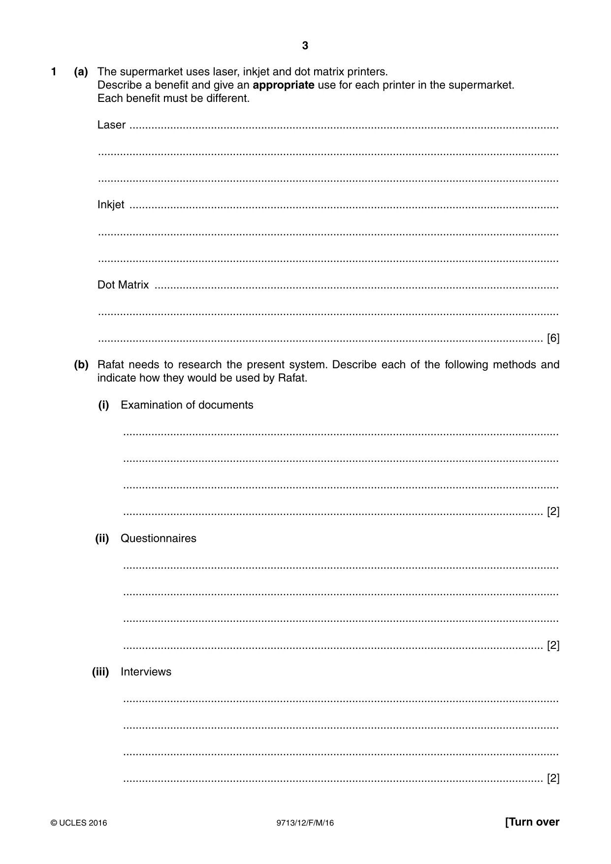 Cambridge A Level Applied Information and Communication Technology 9713 2016 Feb/March Paper 1 · Variant 2 question paper, page 3 of 20
