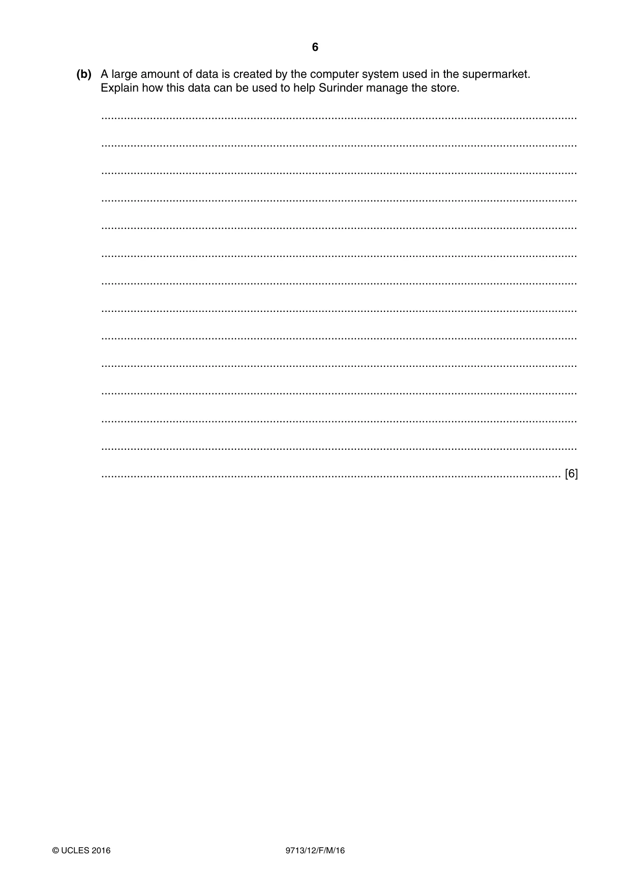 Cambridge A Level Applied Information and Communication Technology 9713 2016 Feb/March Paper 1 · Variant 2 question paper, page 6 of 20
